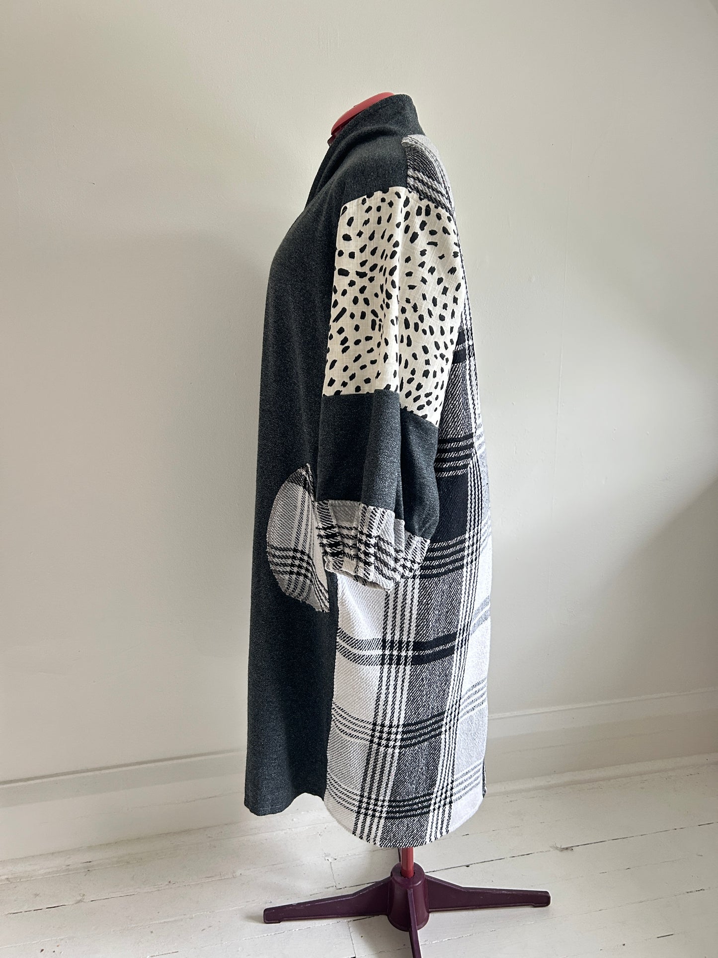 Vivianne Duster with Upcycled Throw Blanket Patchwork Size 2X/3X #VIVT10
