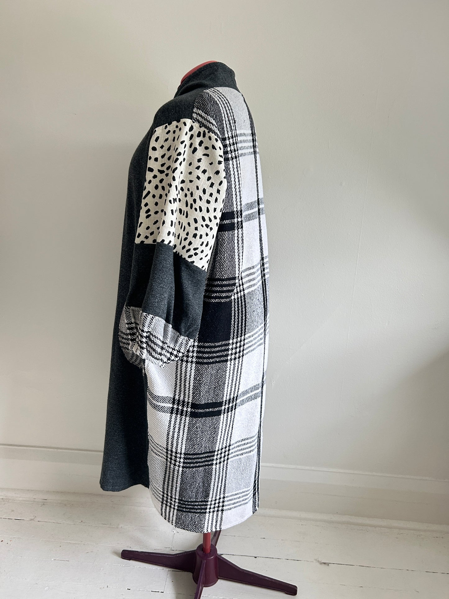 Vivianne Duster with Upcycled Throw Blanket Patchwork Size 2X/3X #VIVT10