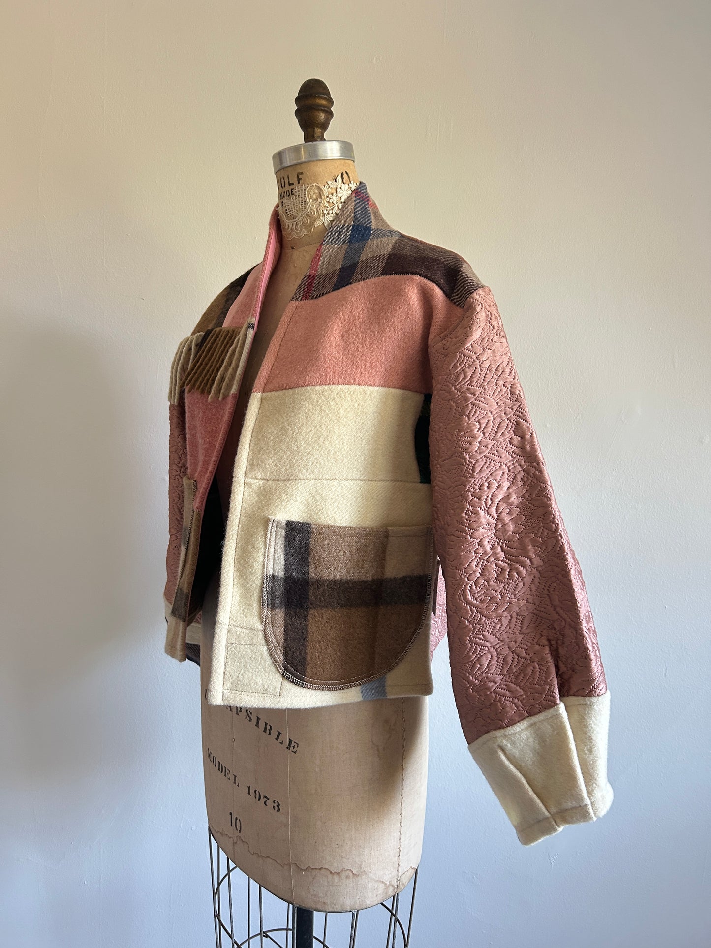 Vivianne Cropped Jacket with Upcycled Vintage Wool Size S/M #CVCWSM22