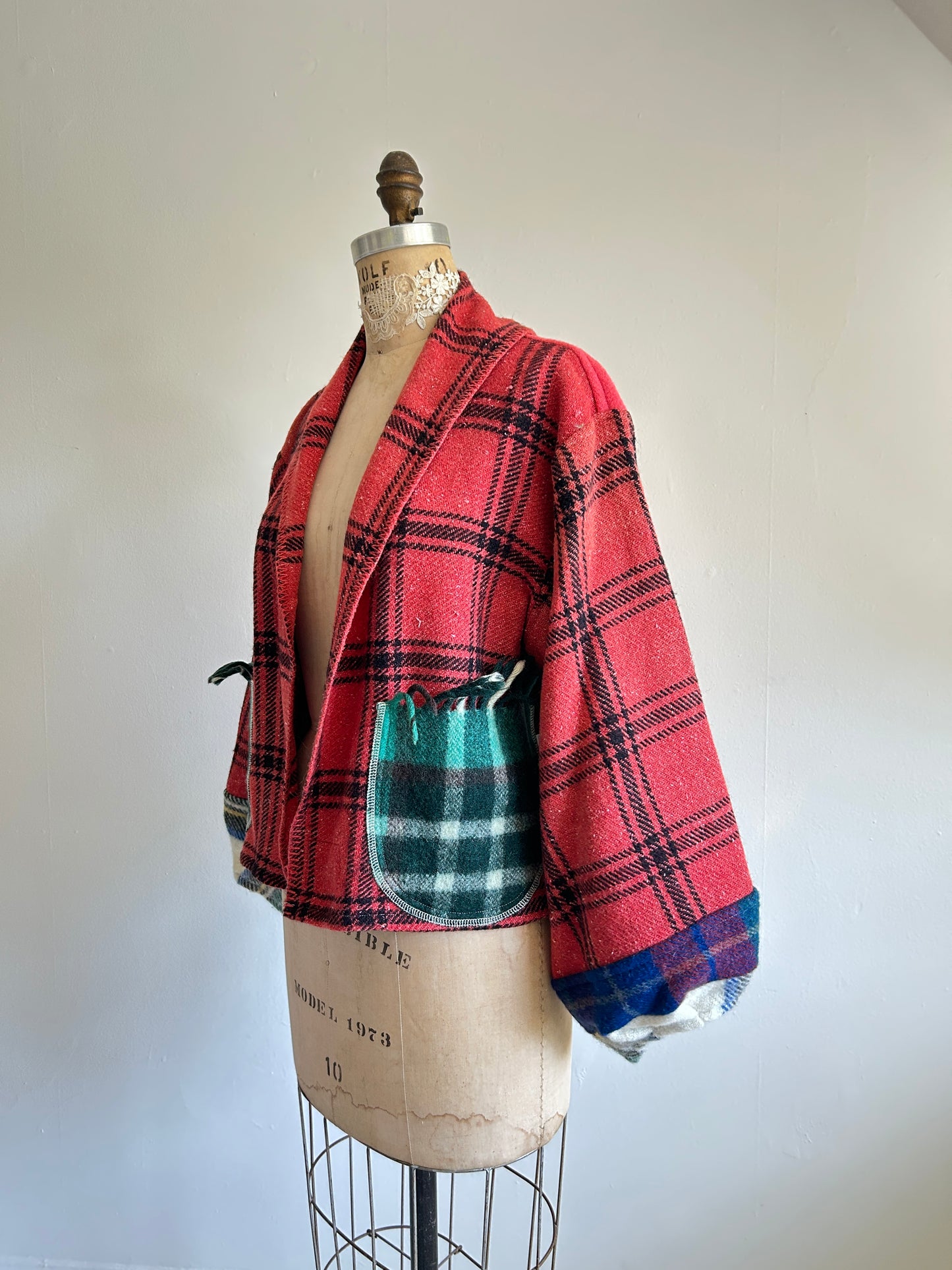 Vivianne Cropped Jacket with Upcycled Vintage Wool Size M/L #CVCWML7