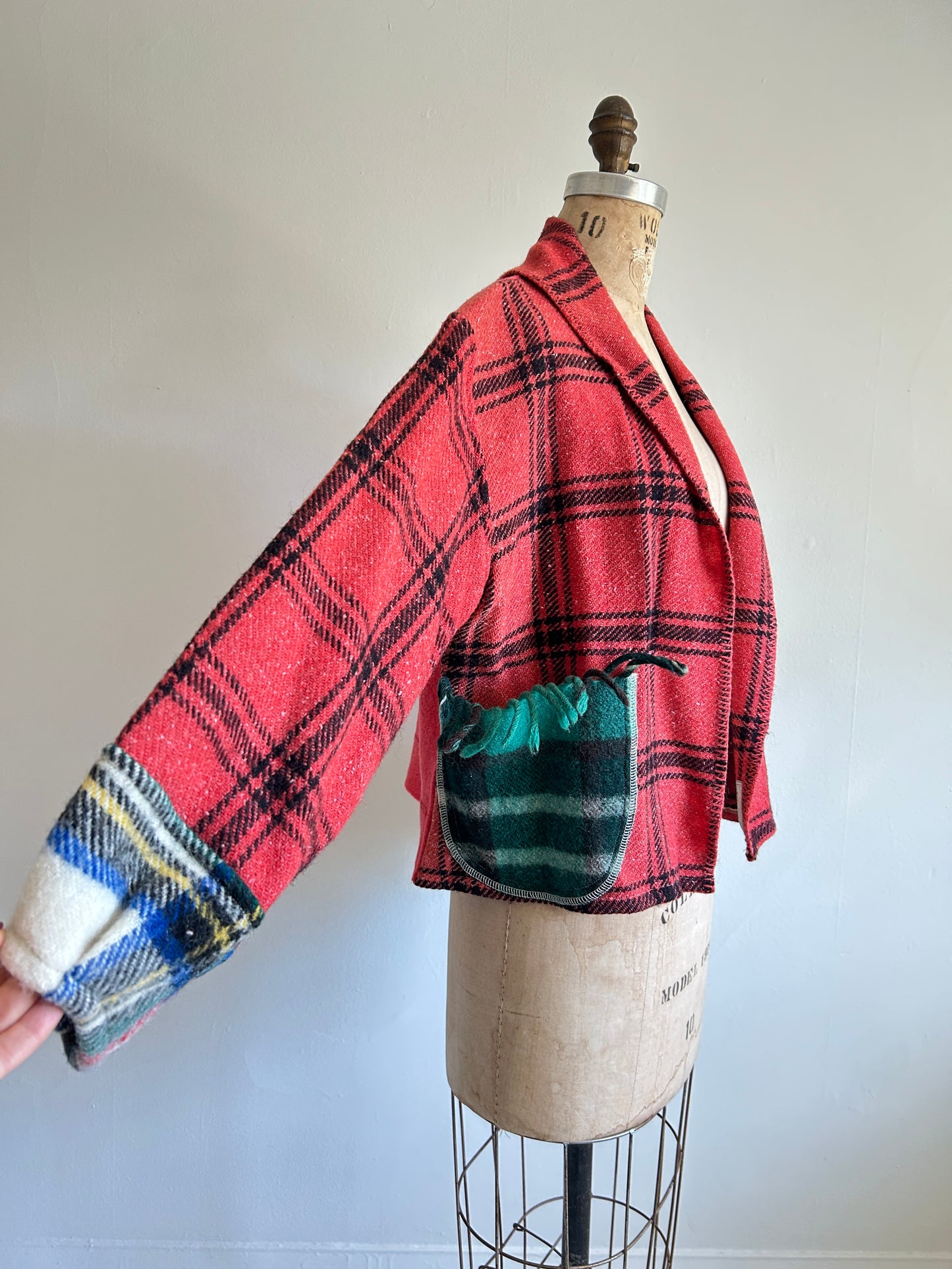 Vivianne Cropped Jacket with Upcycled Vintage Wool Size M/L #CVCWML7
