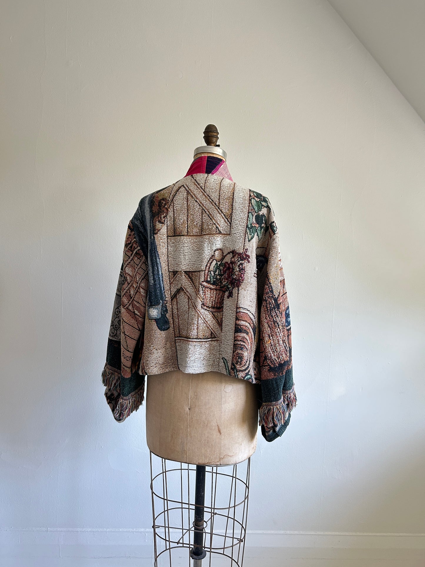 Vivianne Cropped Jacket with Upcycled Throw Blanket Patchwork Size M/L #CVCTML1