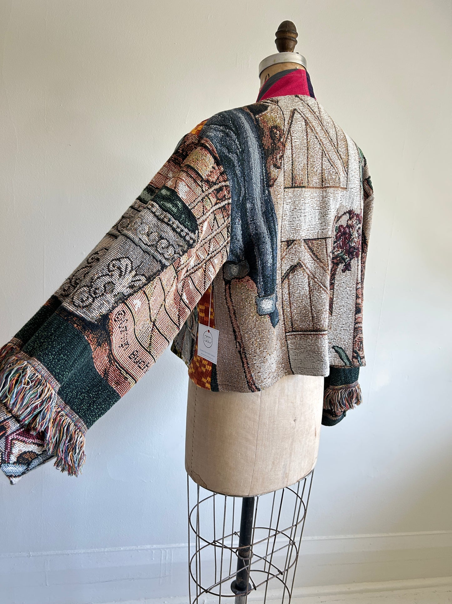 Vivianne Cropped Jacket with Upcycled Throw Blanket Patchwork Size M/L #CVCTML1