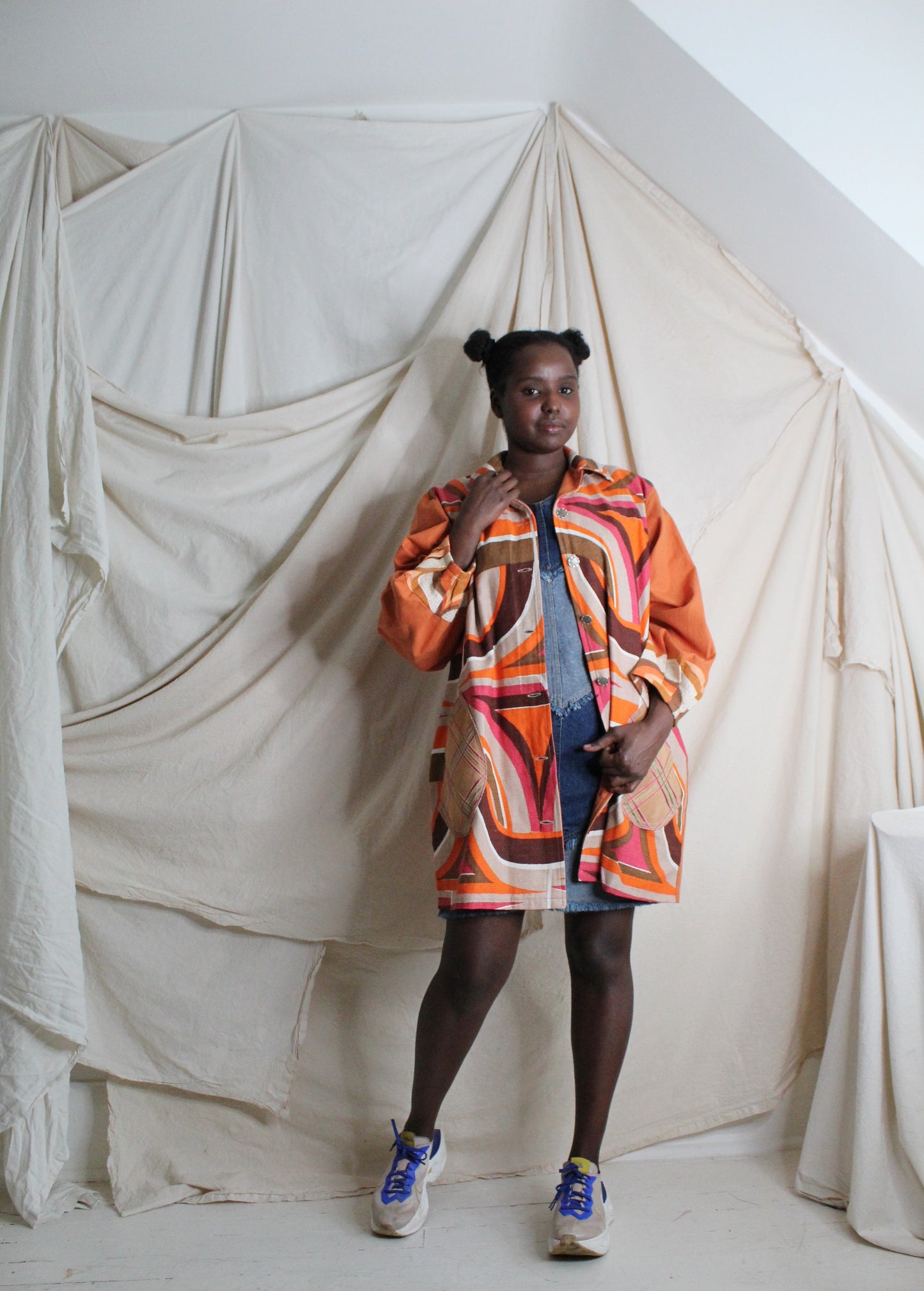 Inga Jacket with Upcycled Vintage Draperies XL/2X #INGA4