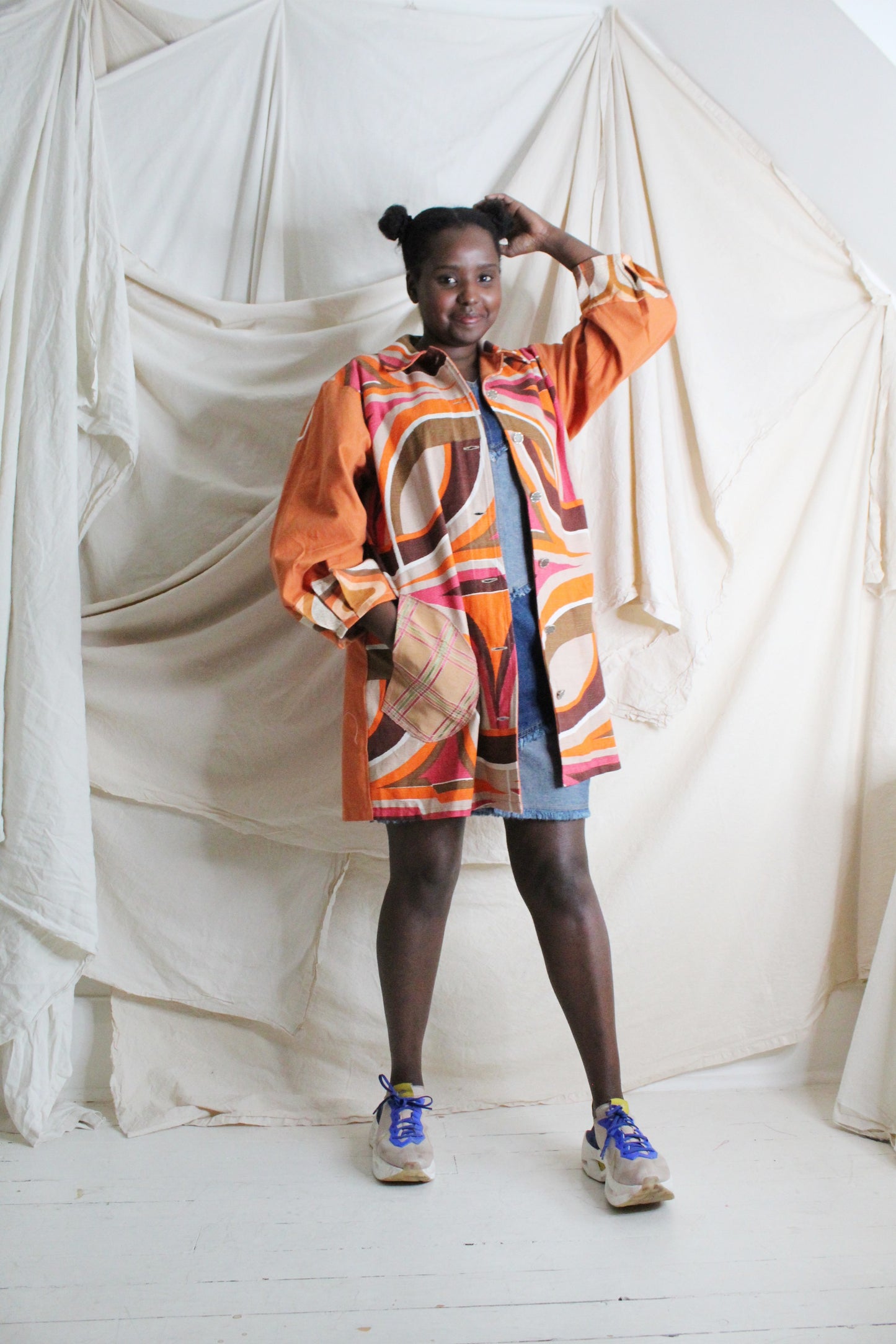 Inga Jacket with Upcycled Vintage Draperies XL/2X #INGA4
