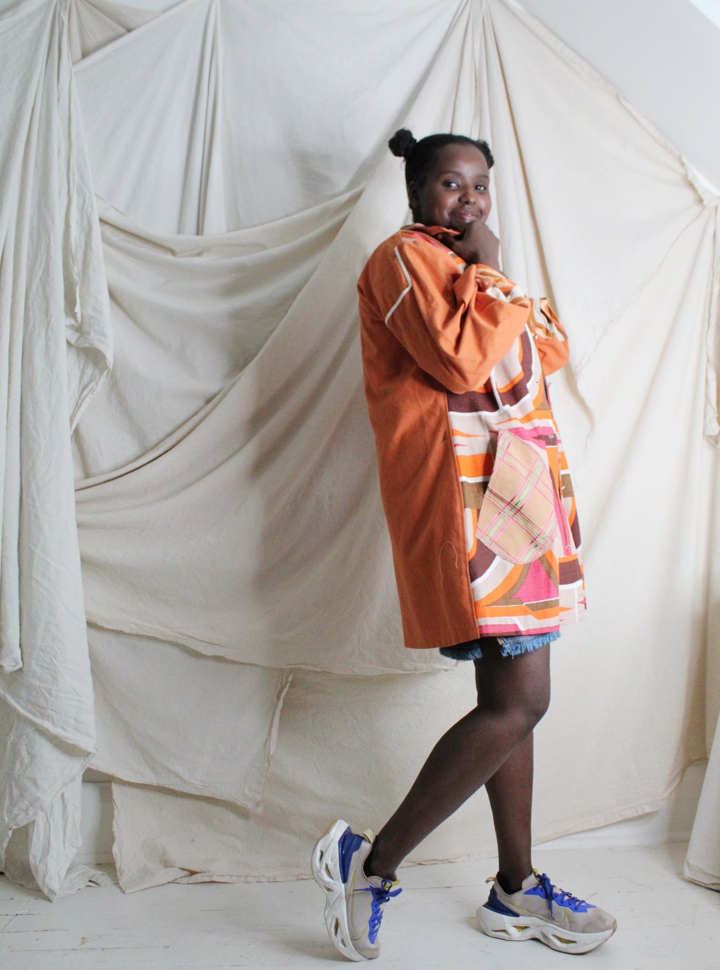 Inga Jacket with Upcycled Vintage Draperies XL/2X #INGA4