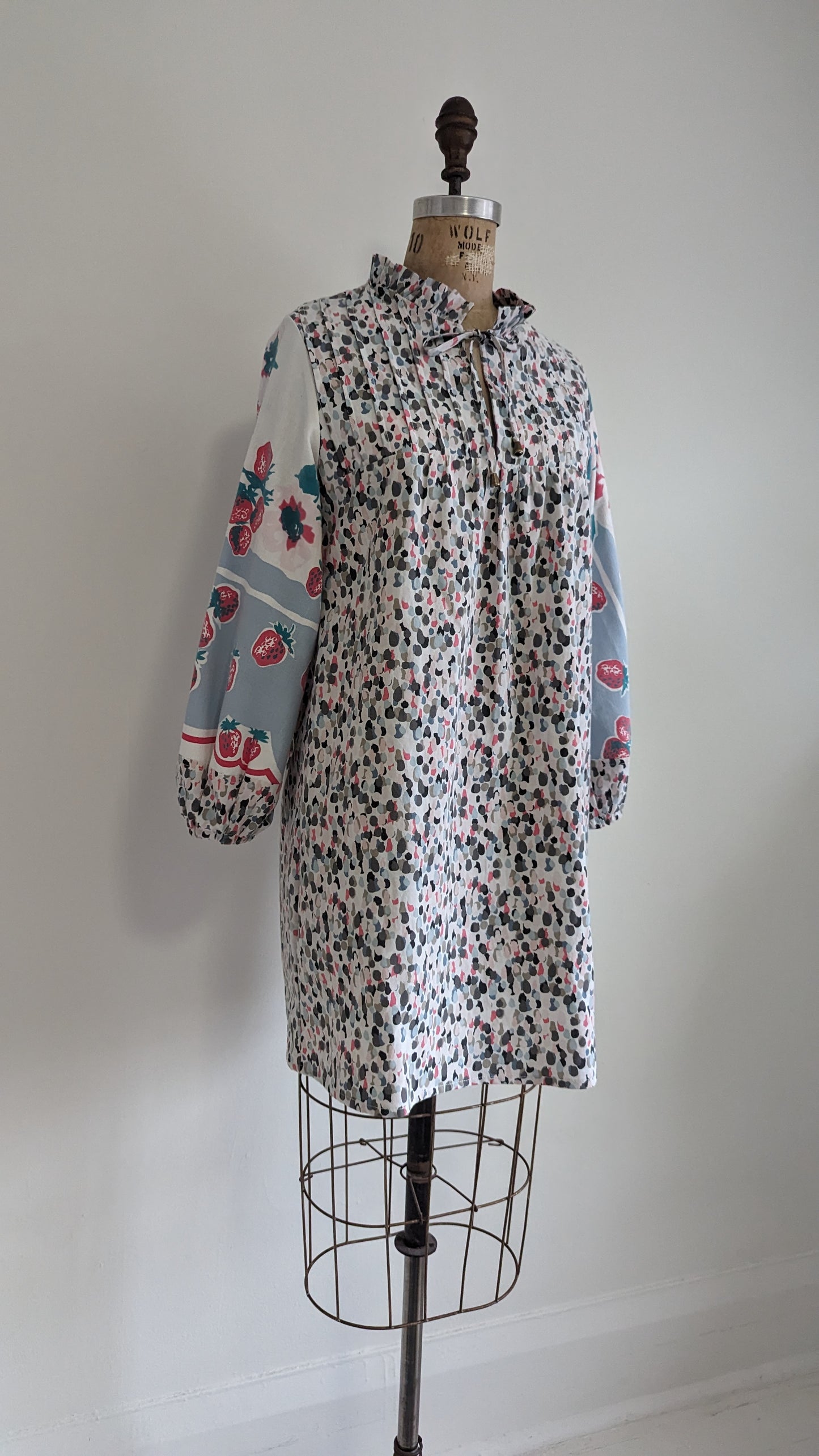 Meg Tunic with Vintage Tablecloth & Upcycled Fabric S/M #MEGTU7