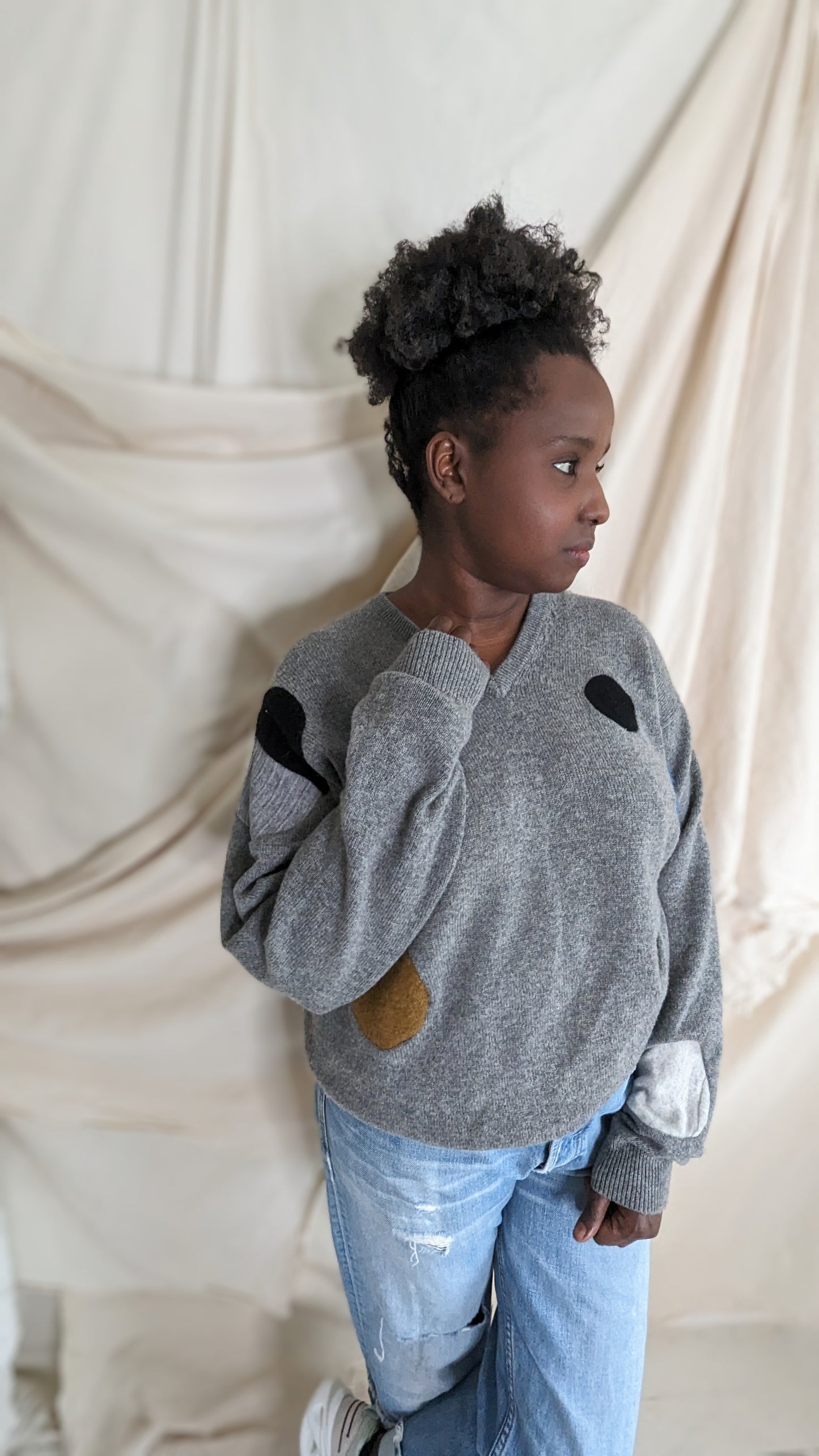 Abstract Art Patched Upcycled Cashmere Sweater L/XL #ART27
