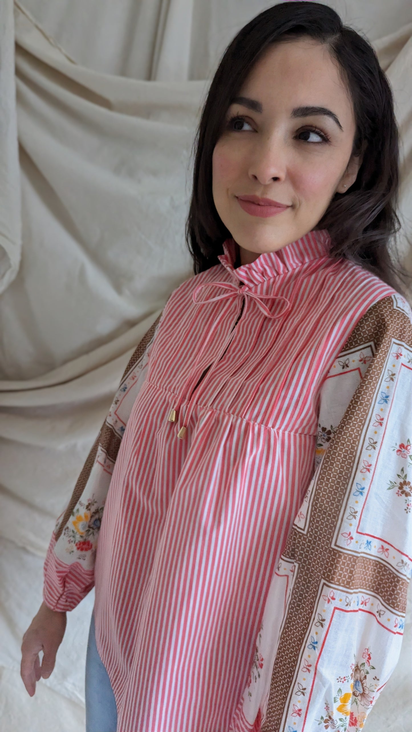 Meg Top with Vintage & Upcycled Fabric XS/S #MEGTOP12