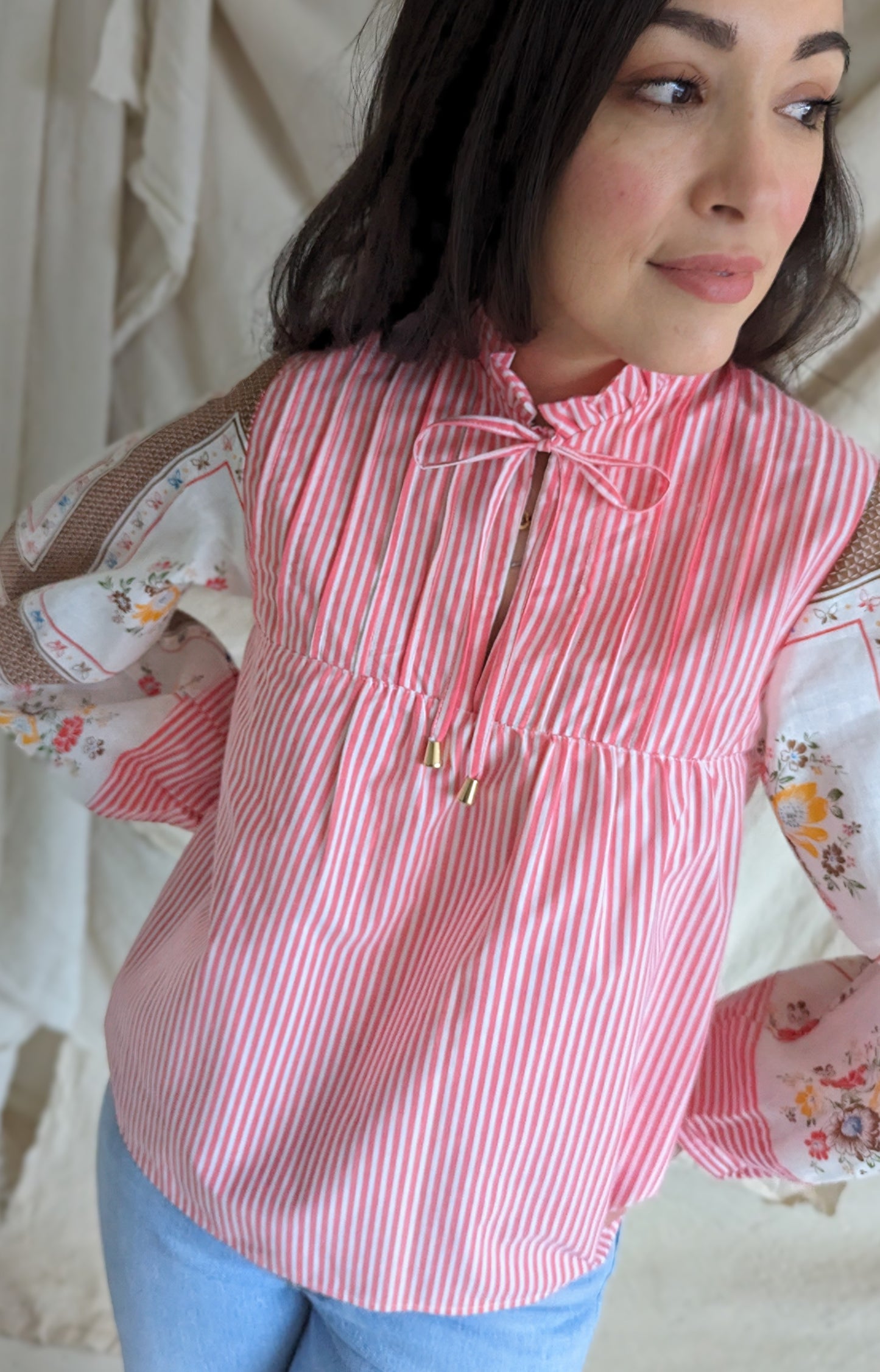 Meg Top with Vintage & Upcycled Fabric XS/S #MEGTOP12