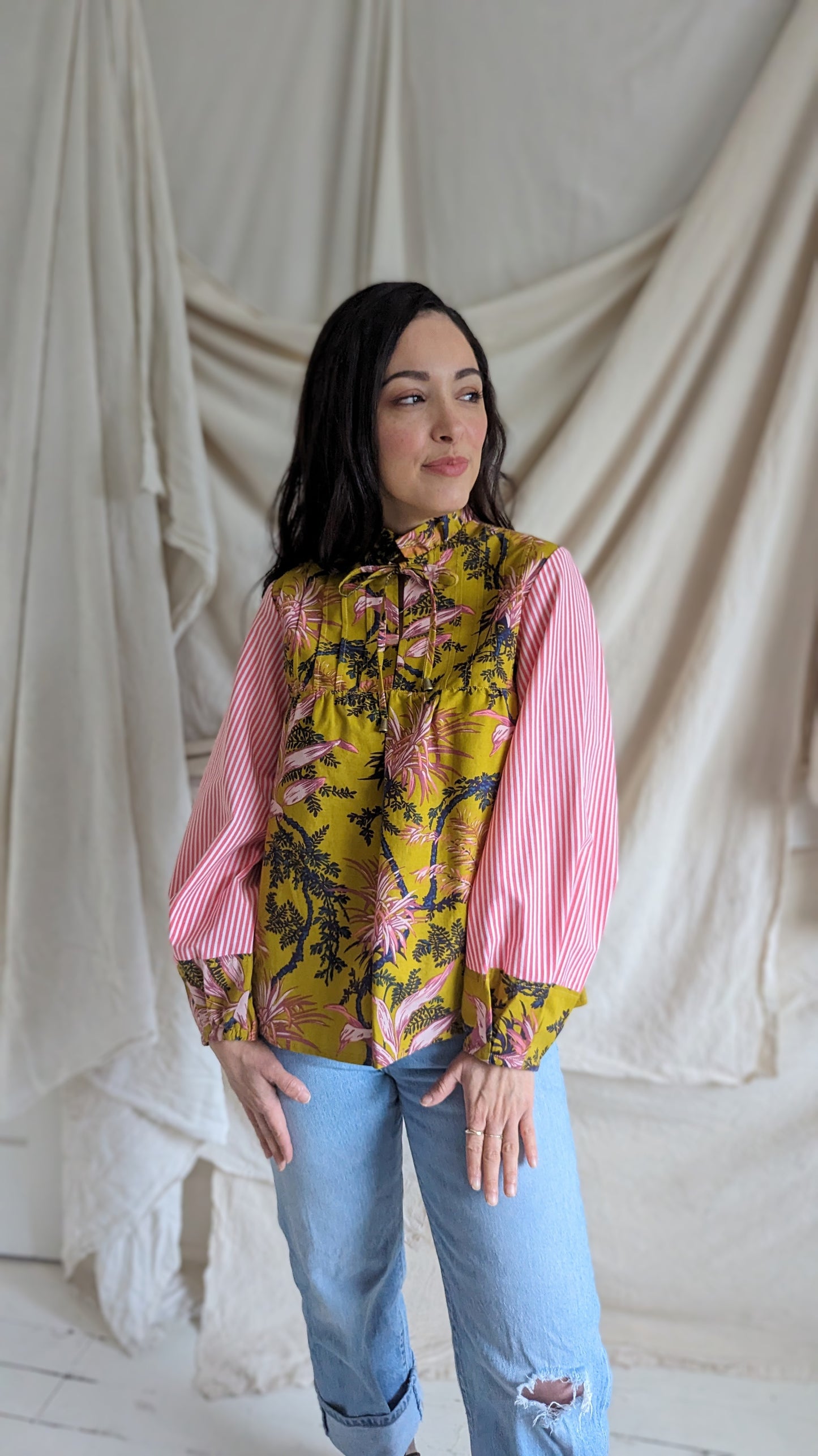 Meg Top with Vintage Fabric XS/S #MEGTOP11