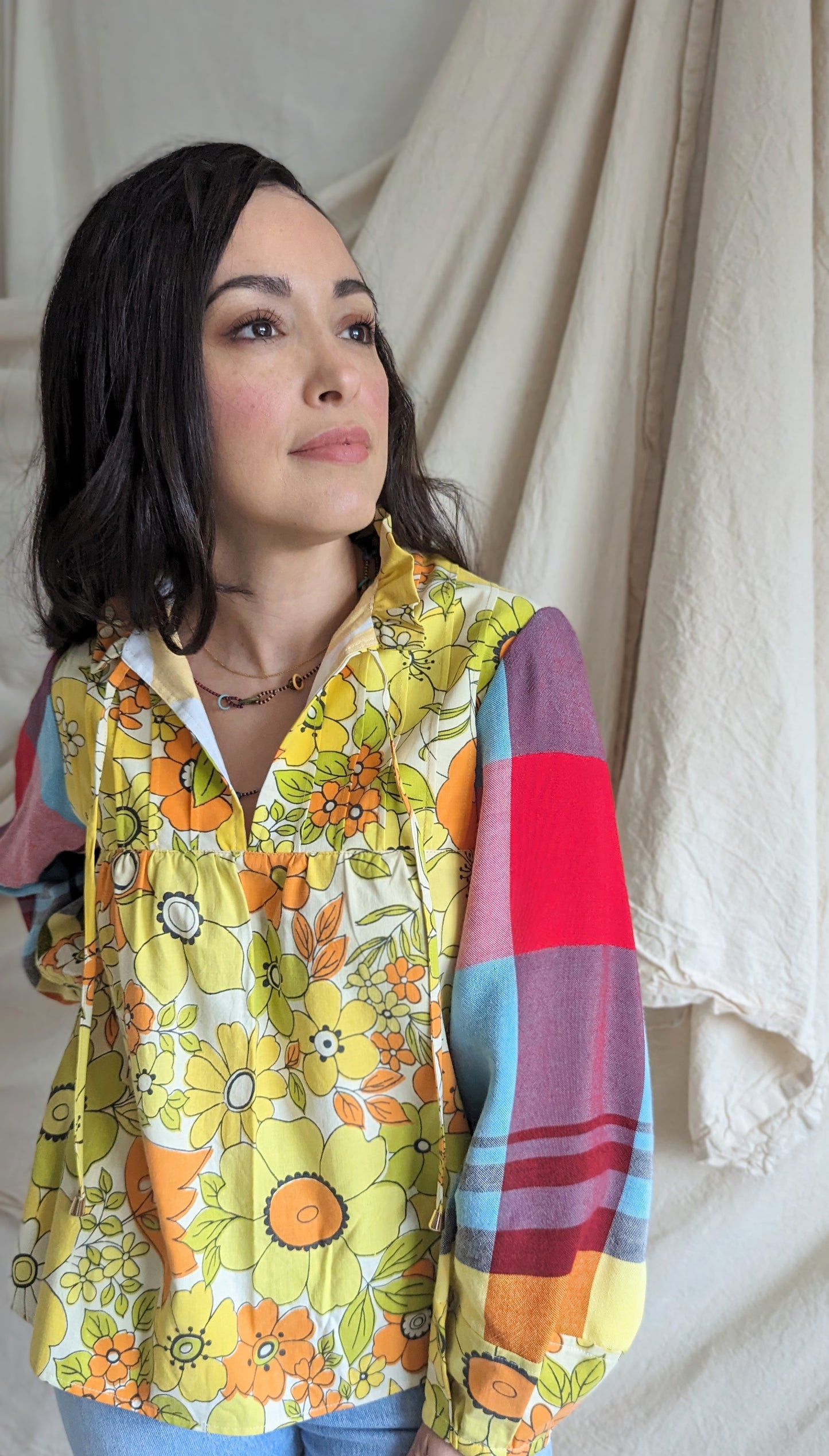Meg Top with Vintage Fabric XS/S #MEGTOP1