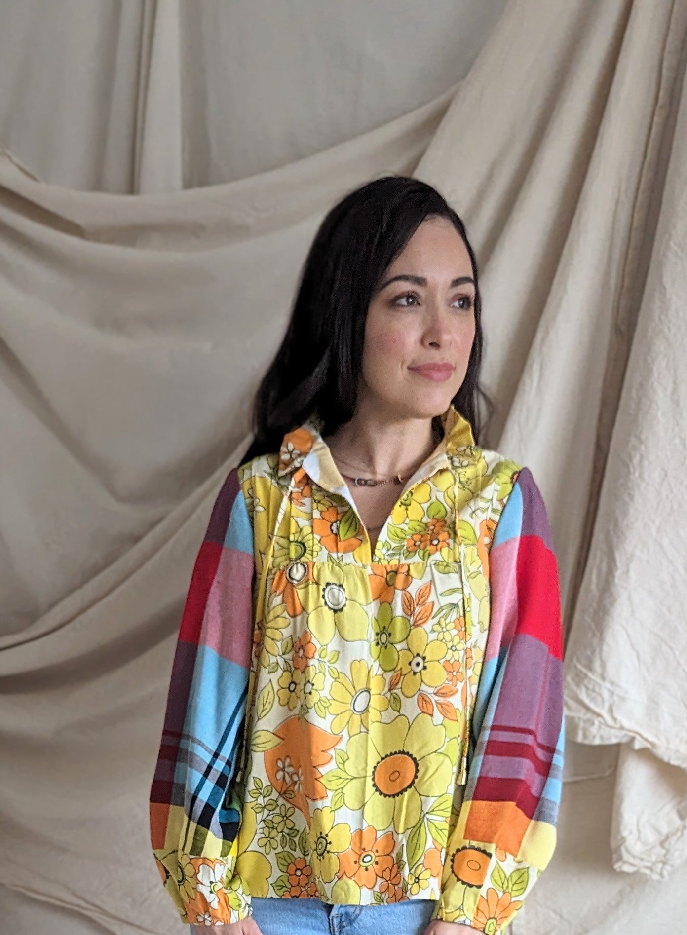 Meg Top with Vintage Fabric XS/S #MEGTOP1
