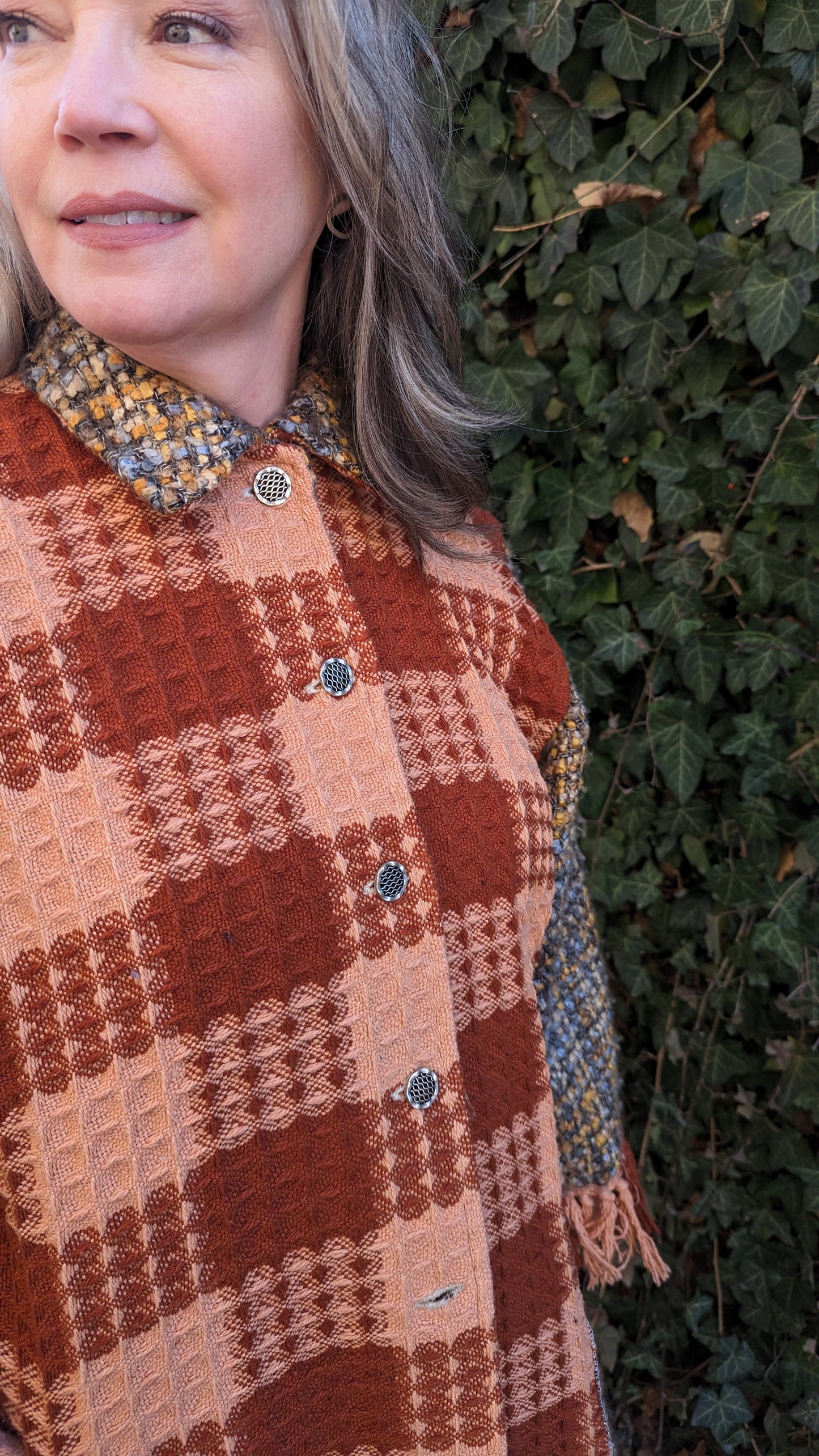 Inga Jacket with Upcycled Vintage Wool & Woven Blankets XL/2X #INGA14