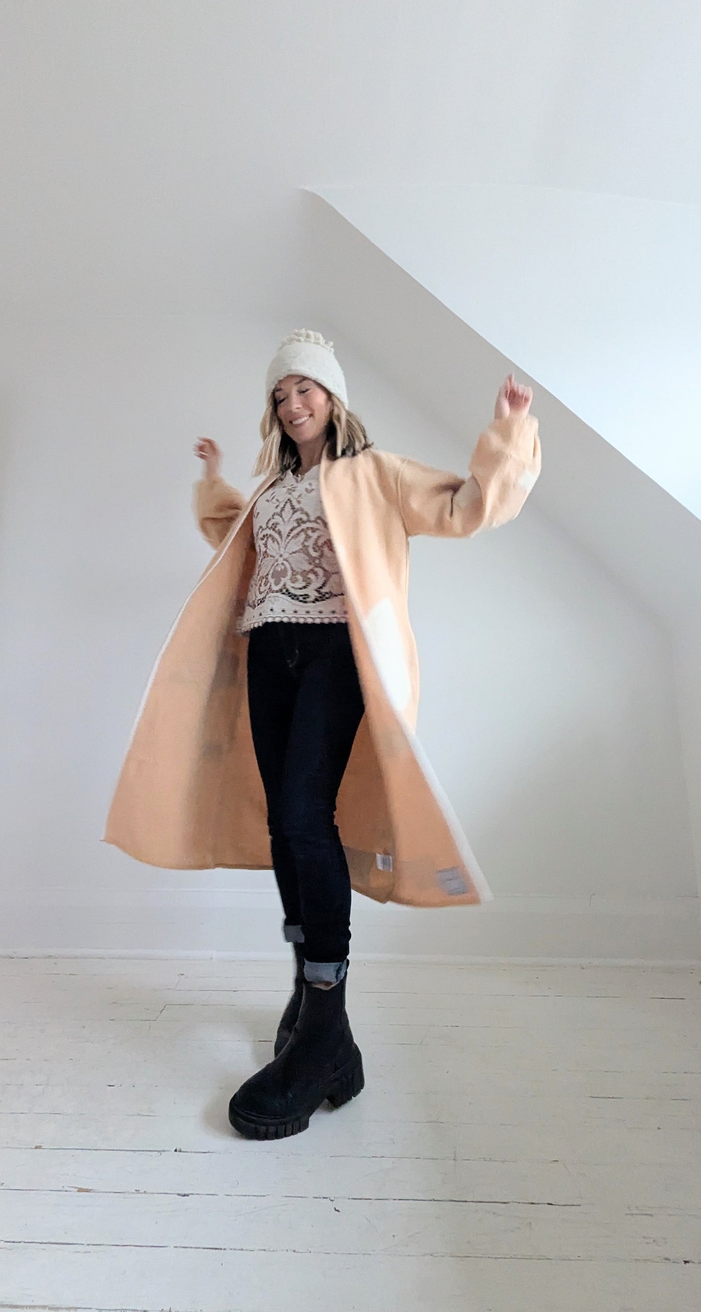Vivianne Jacket with Upcycled Vintage Patchworked Wool Size S/M #VIVW38