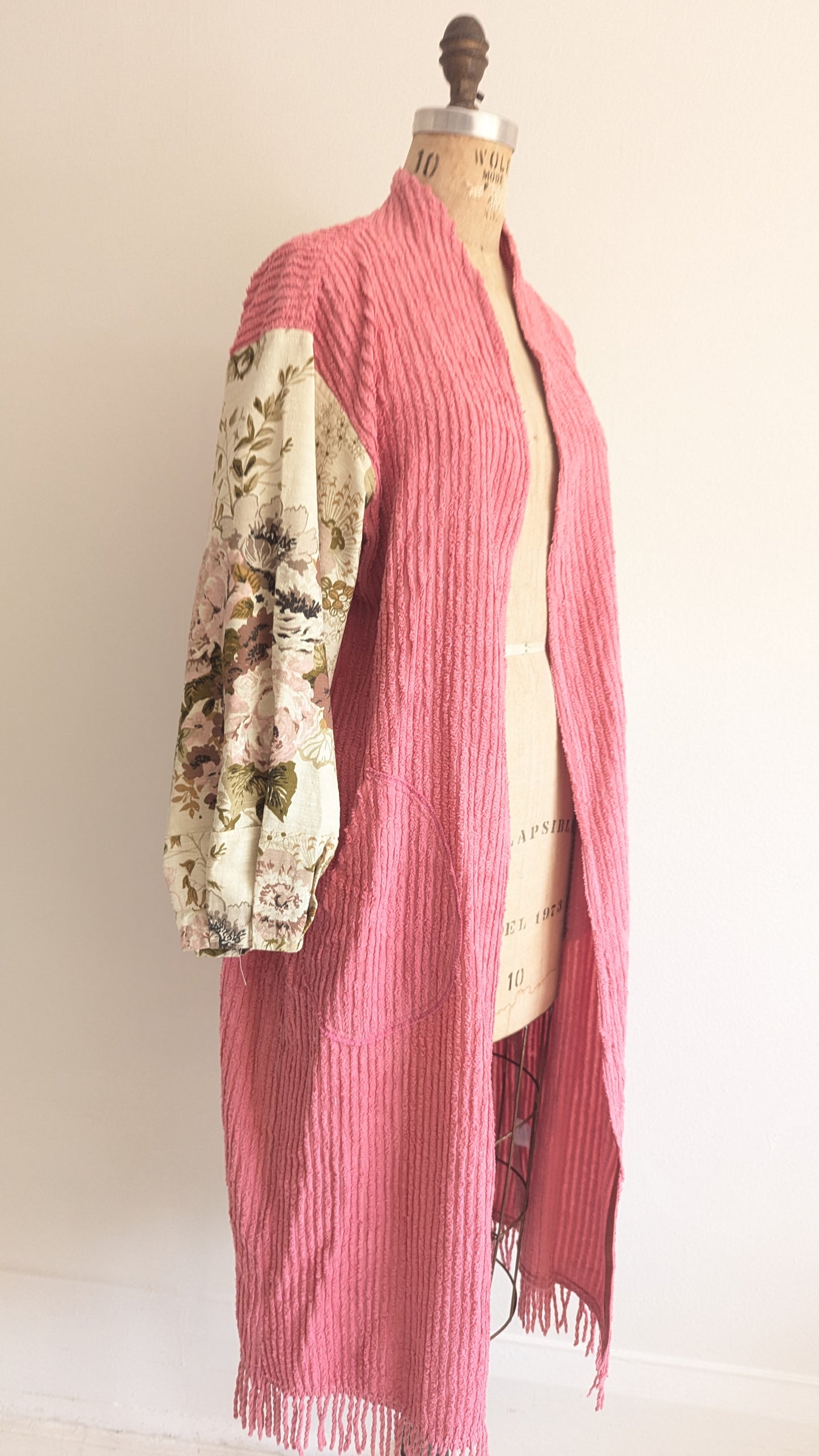 Vivianne Duster with Vintage Chenille & Barkcloth Size S/M #VIVCH7