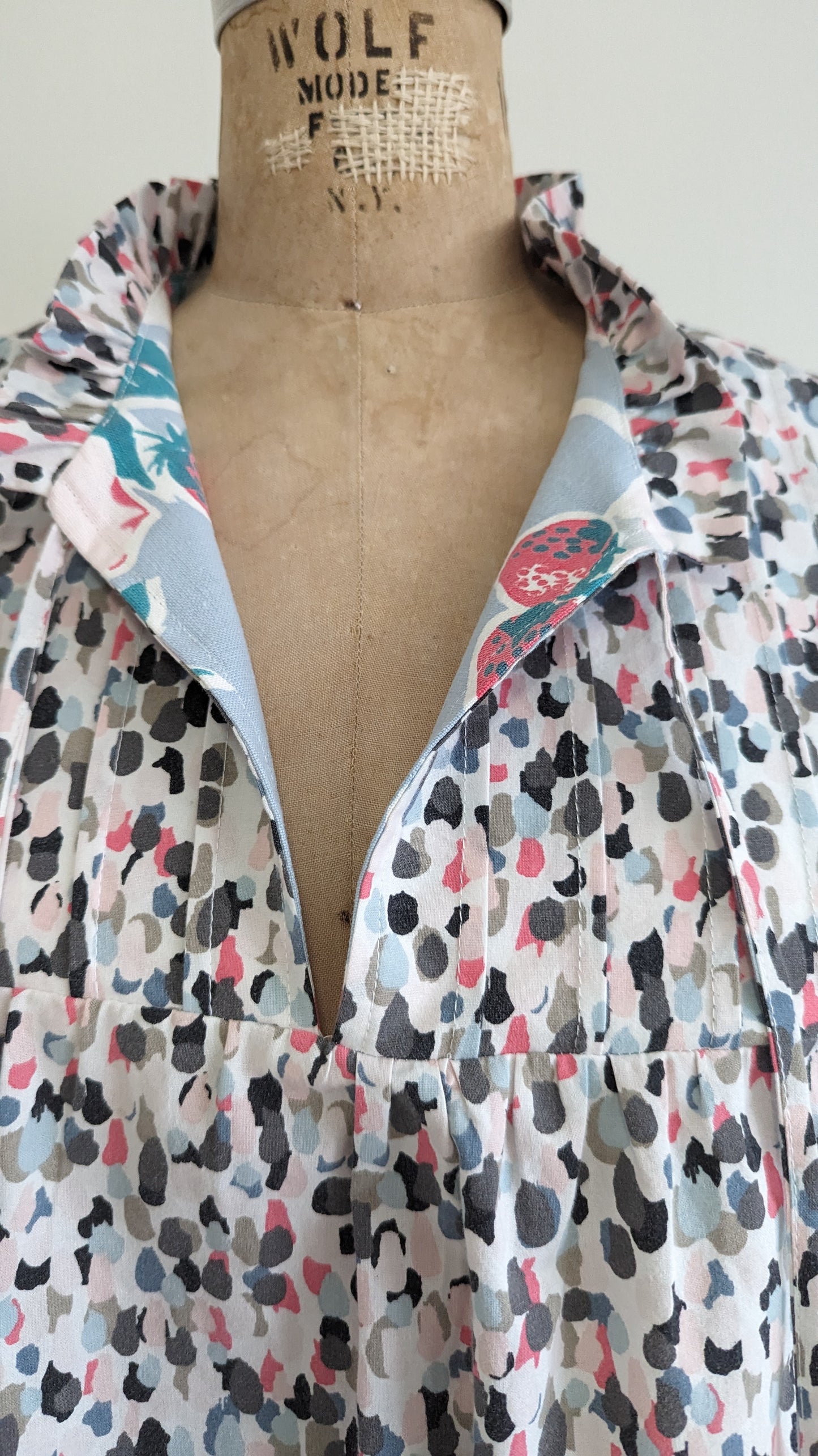 Meg Tunic with Vintage Tablecloth & Upcycled Fabric S/M #MEGTU7