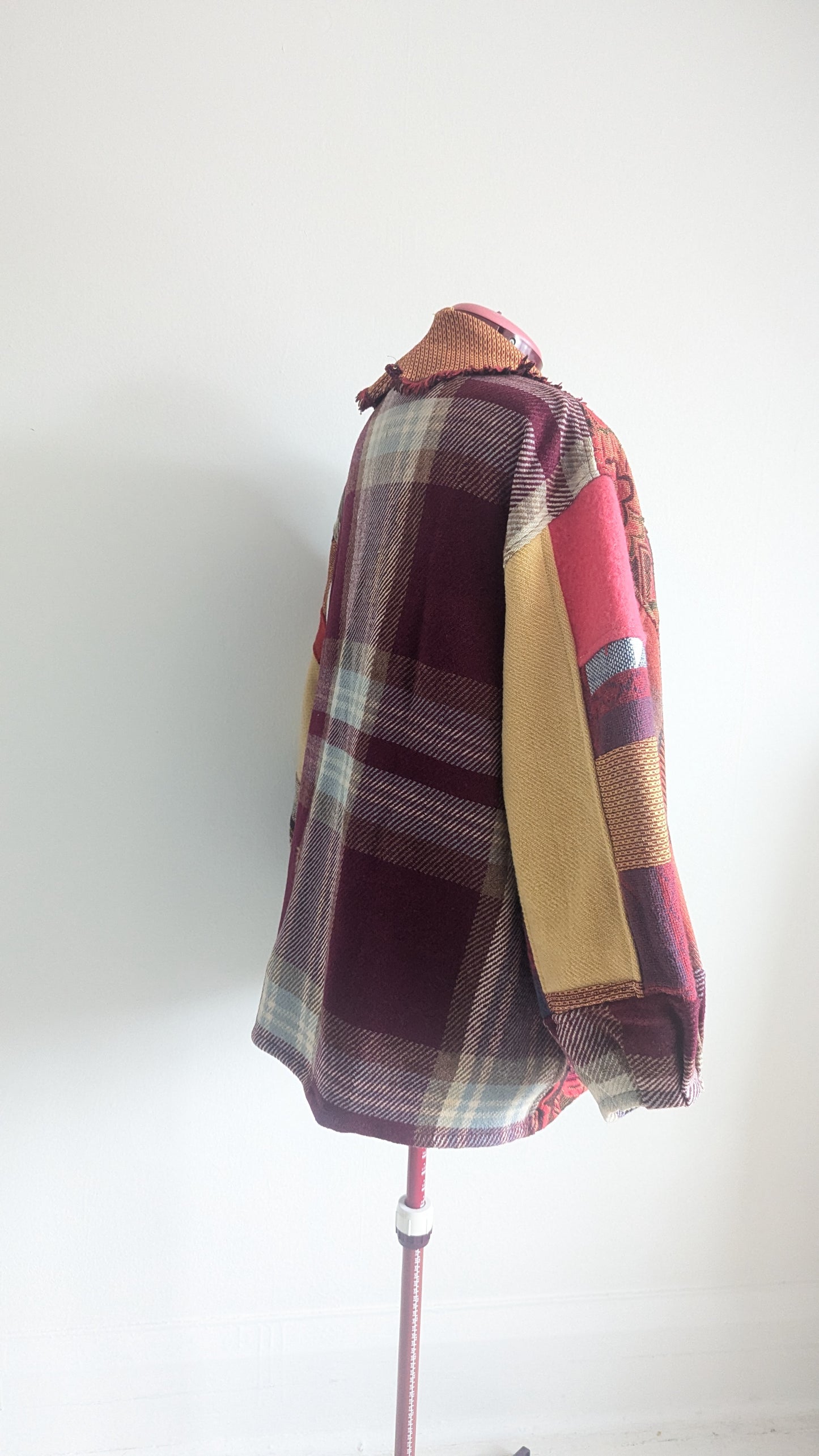 Vivianne Blazer with Vintage Wool, Upcycled Throws & Afghan Patchworked Size 2X/3X #VIVT33