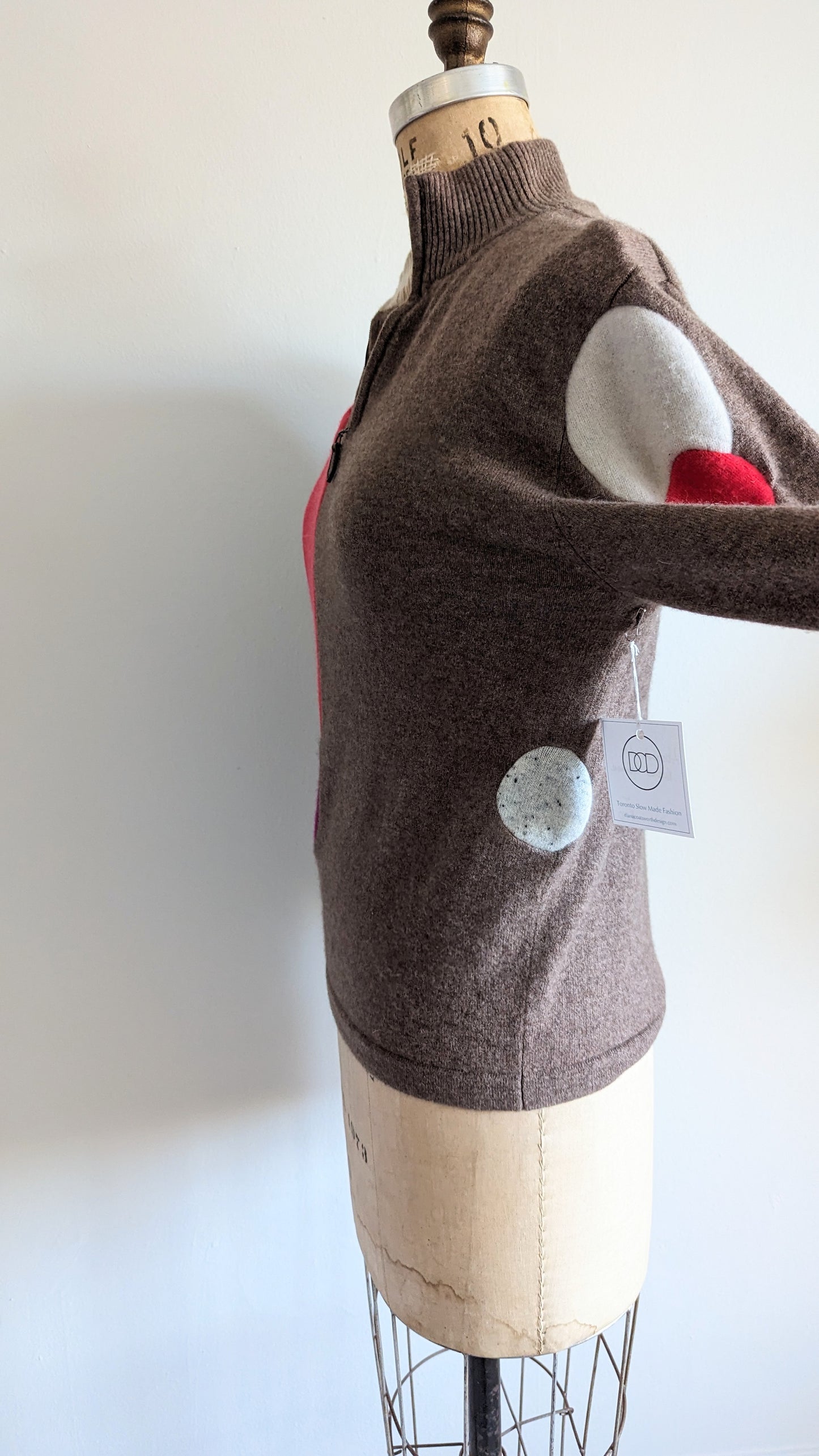 Abstract Art Patched Upcycled Cashmere Sweater L #ART7
