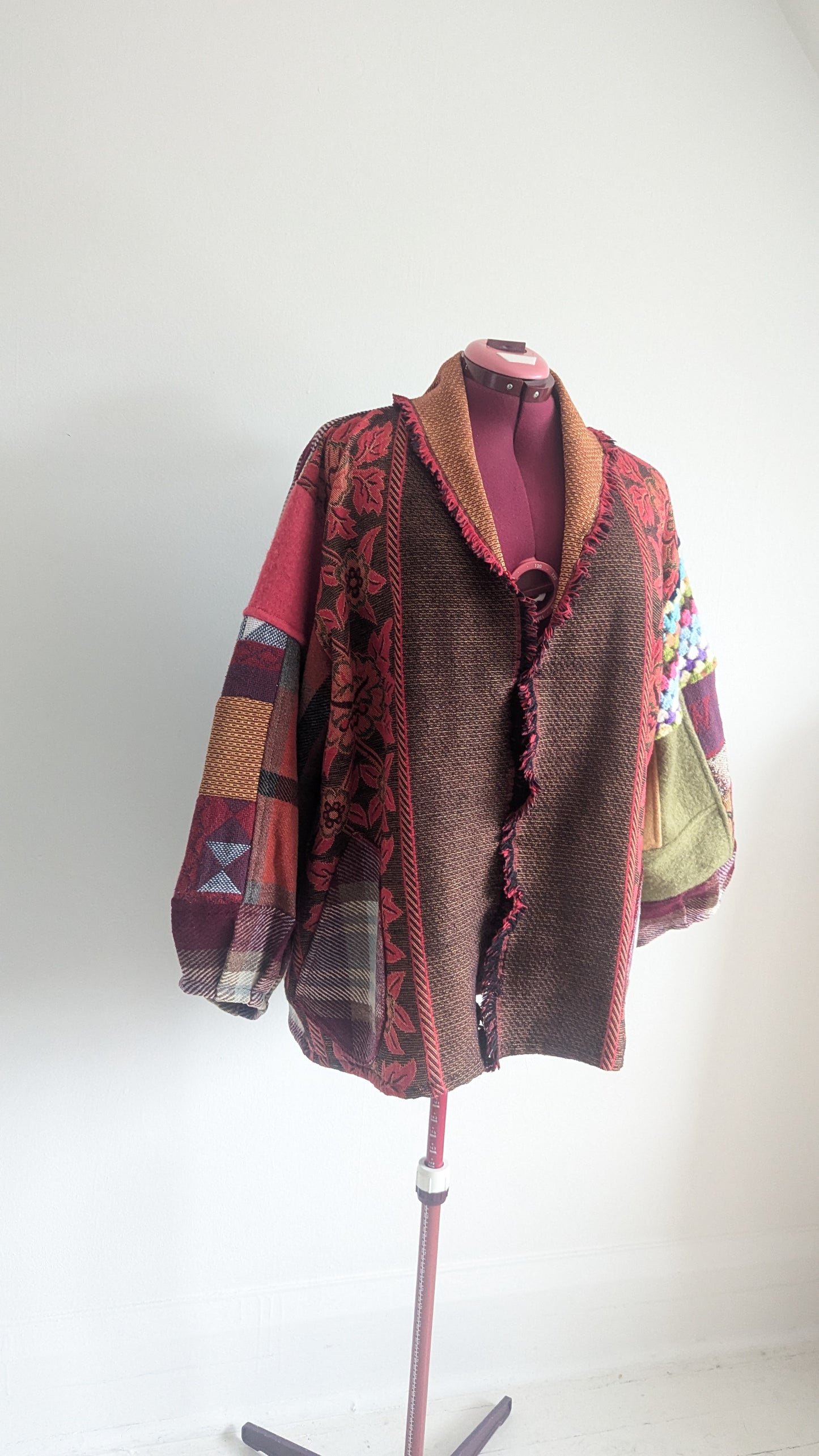 Vivianne Blazer with Vintage Wool, Upcycled Throws & Afghan Patchworked Size 2X/3X #VIVT33