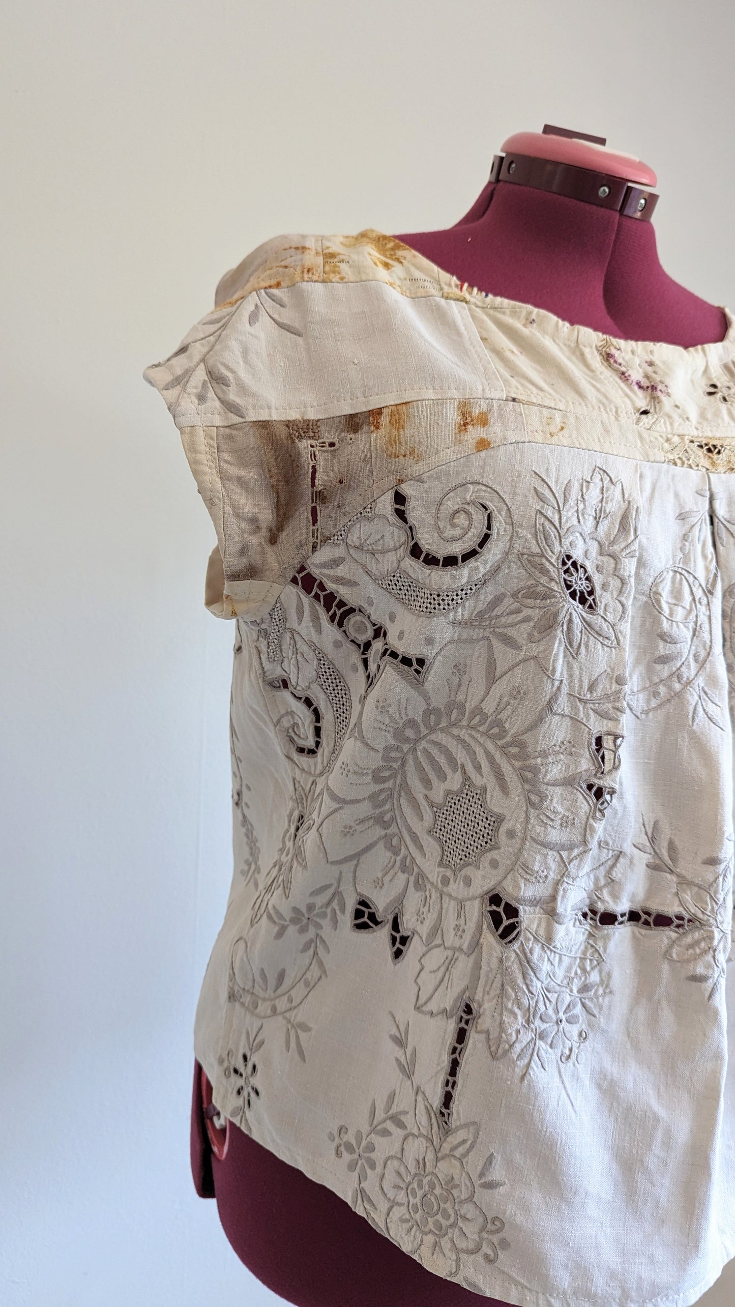 Peony Top - One of a Kind Naturally Dyed Upcycled Cotton/Linen Size XL #PEO5