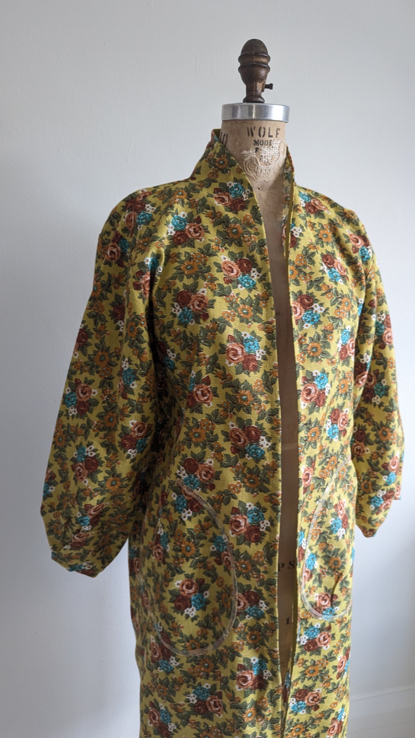 Vivianne Duster with Upcycled Floral Cotton Vintage Deadstock Size S/M & XL/2X #VIVC4