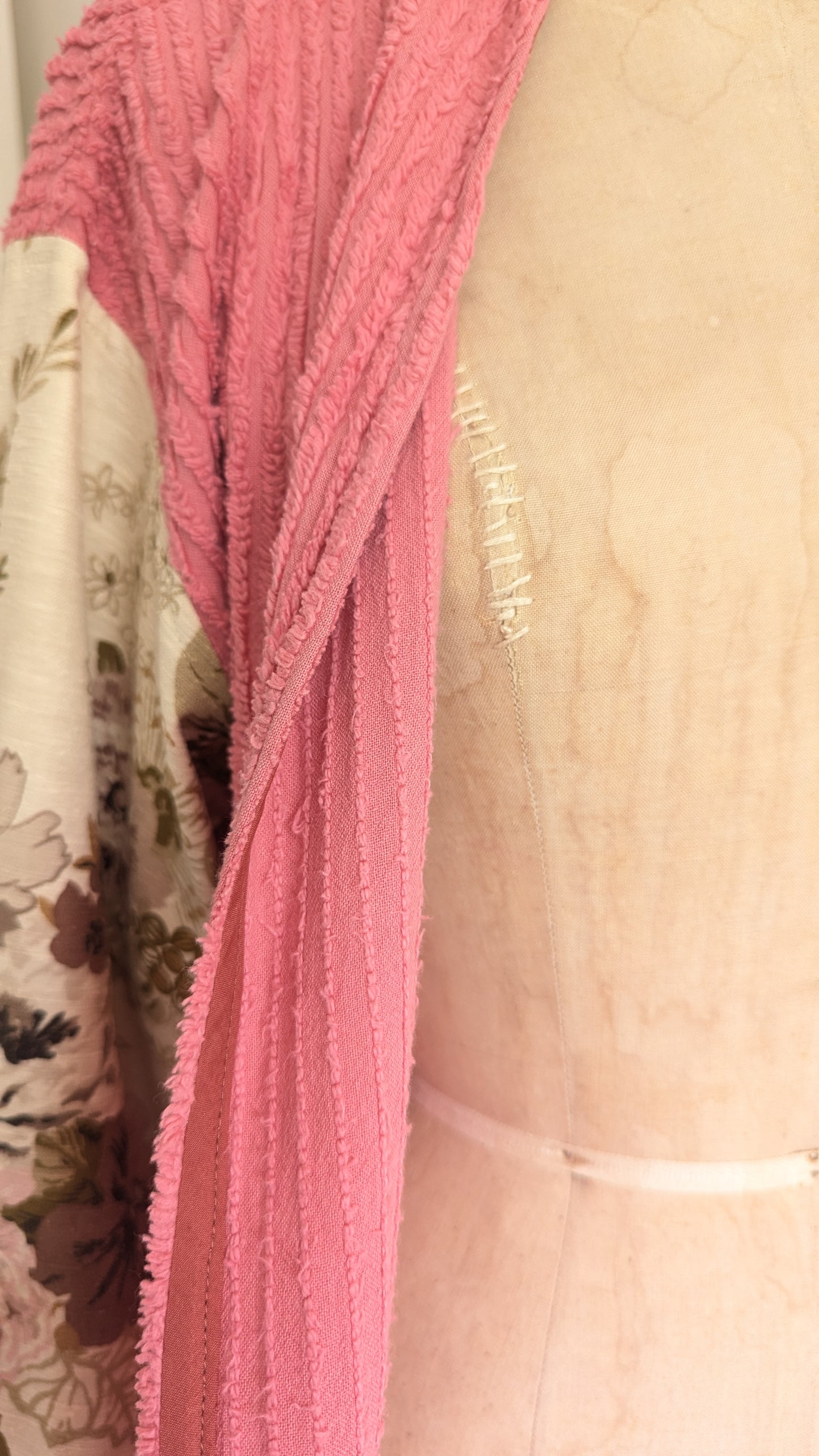 Vivianne Duster with Vintage Chenille & Barkcloth Size S/M #VIVCH7