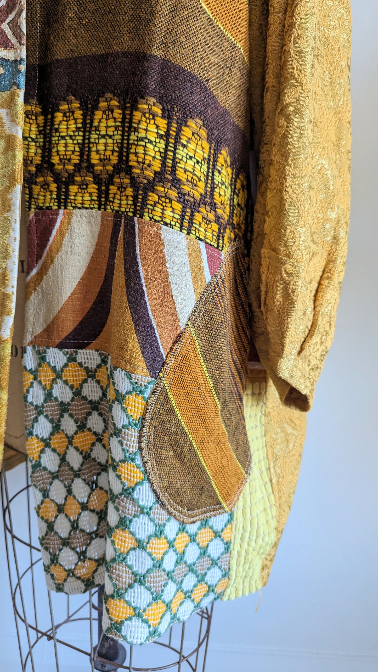 Vivianne Jacket with Upcycled Woven Vintage Drapery Patchworked Size 2X/3X #VIVT8