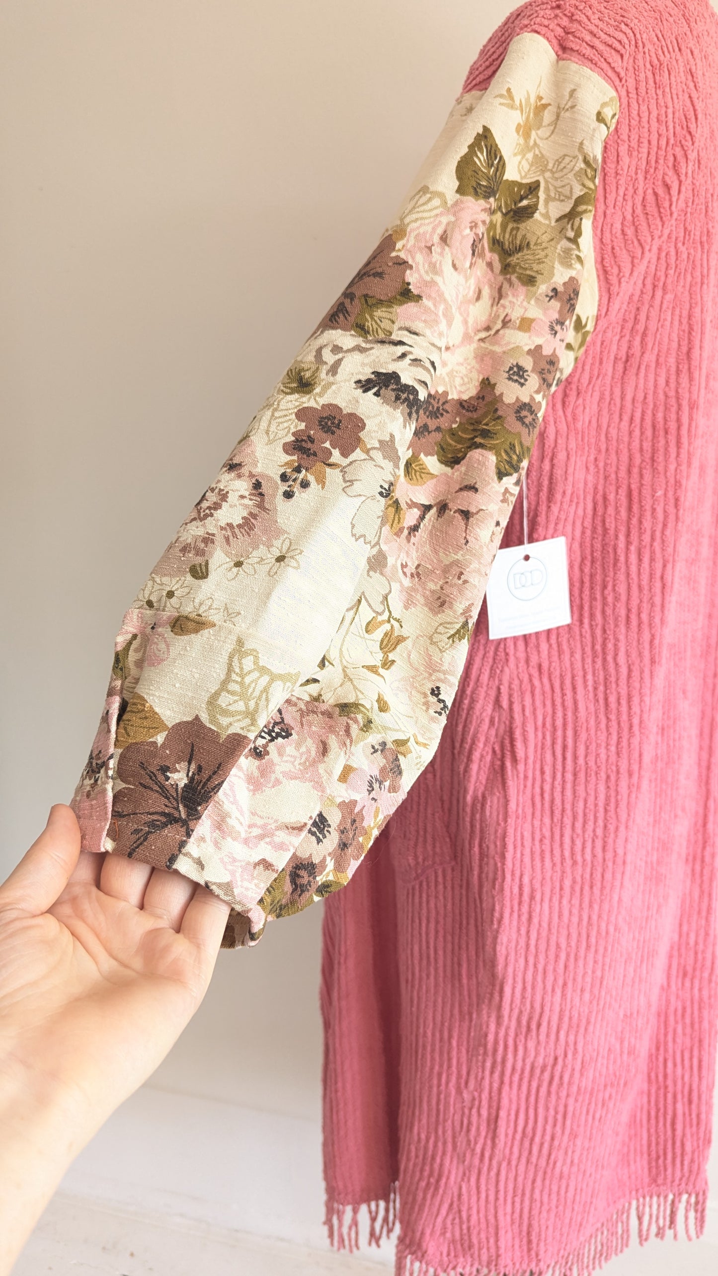 Vivianne Duster with Vintage Chenille & Barkcloth Size S/M #VIVCH7