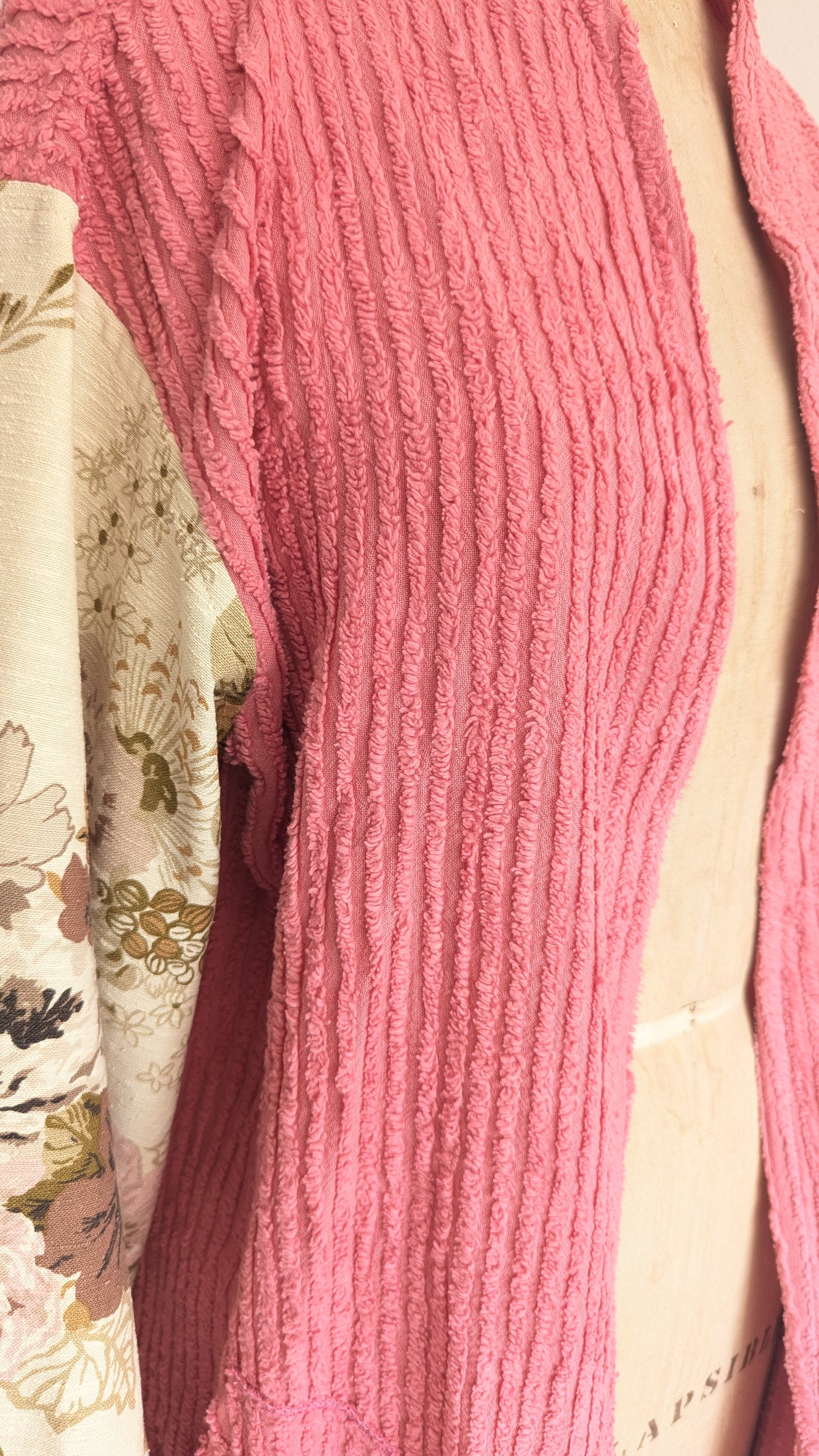 Vivianne Duster with Vintage Chenille & Barkcloth Size S/M #VIVCH7