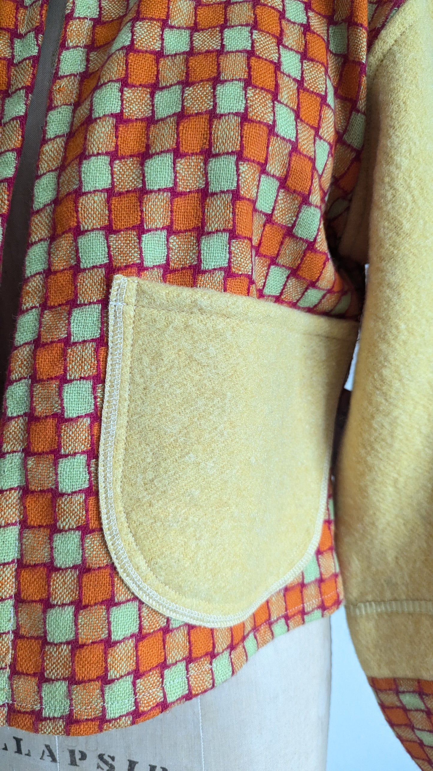 Vivianne Cropped Jacket with Upcycled Vintage and Deadstock Wool Blanket Size XS/S & S/M #VIVW19