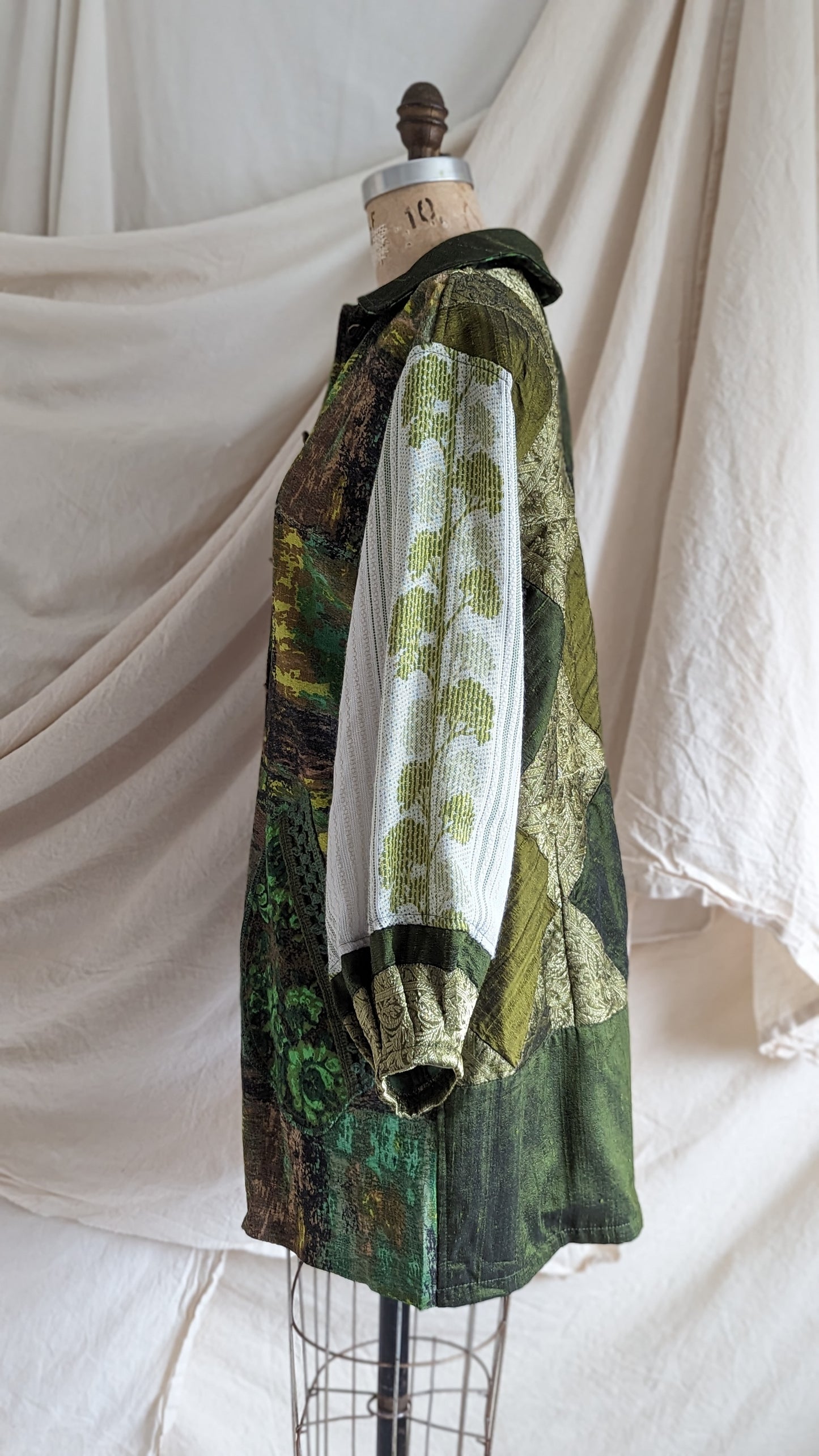 Inga Jacket with Vintage Barkcloth, Draperies and Quilt S/M #INGA13