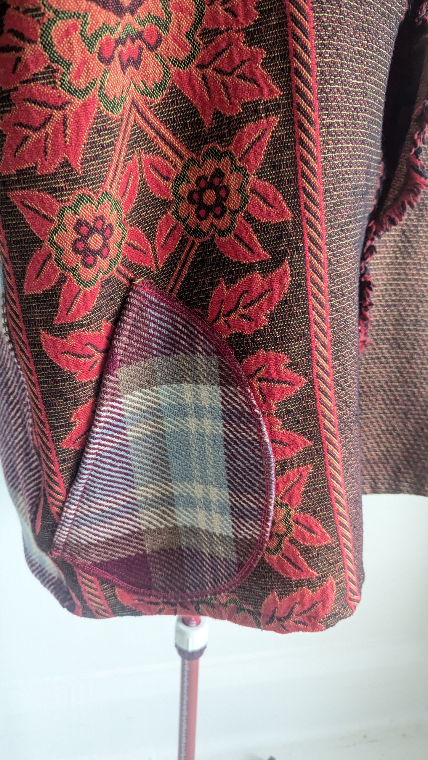 Vivianne Blazer with Vintage Wool, Upcycled Throws & Afghan Patchworked Size 2X/3X #VIVT33