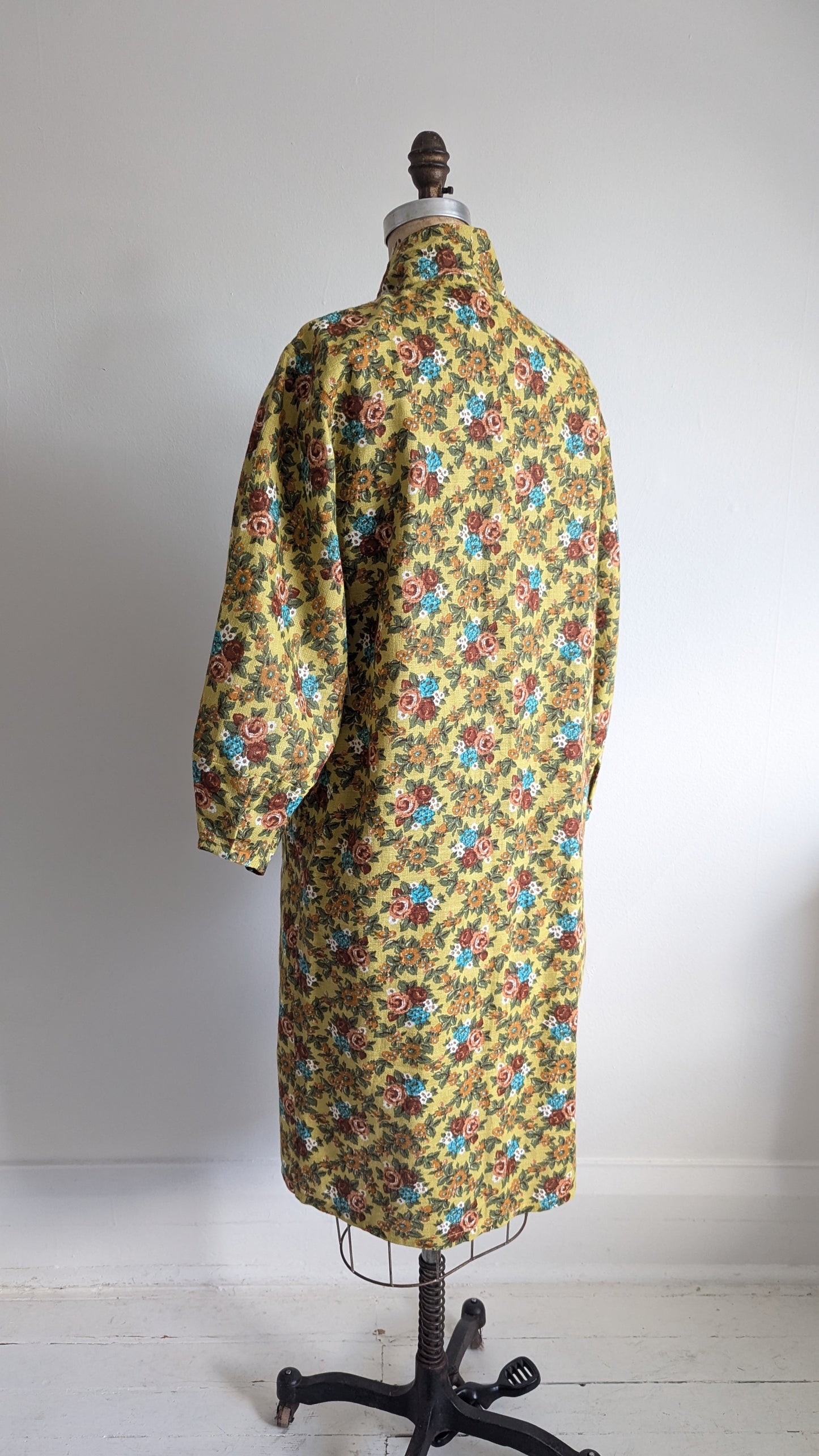 Vivianne Duster with Upcycled Floral Cotton Vintage Deadstock Size S/M & XL/2X #VIVC4