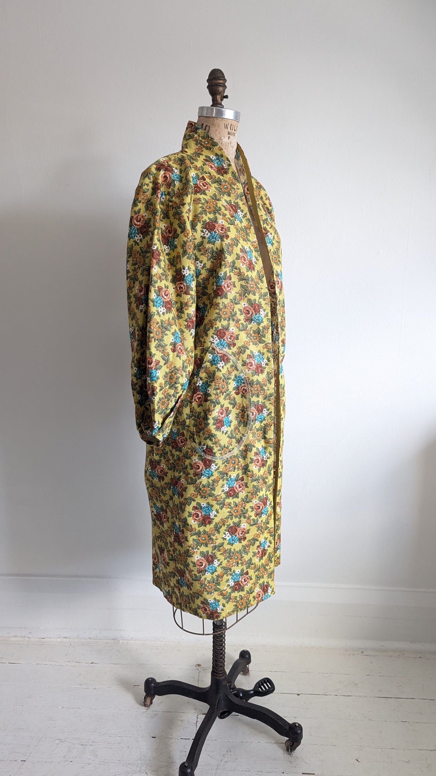 Vivianne Duster with Upcycled Floral Cotton Vintage Deadstock Size S/M & XL/2X #VIVC4