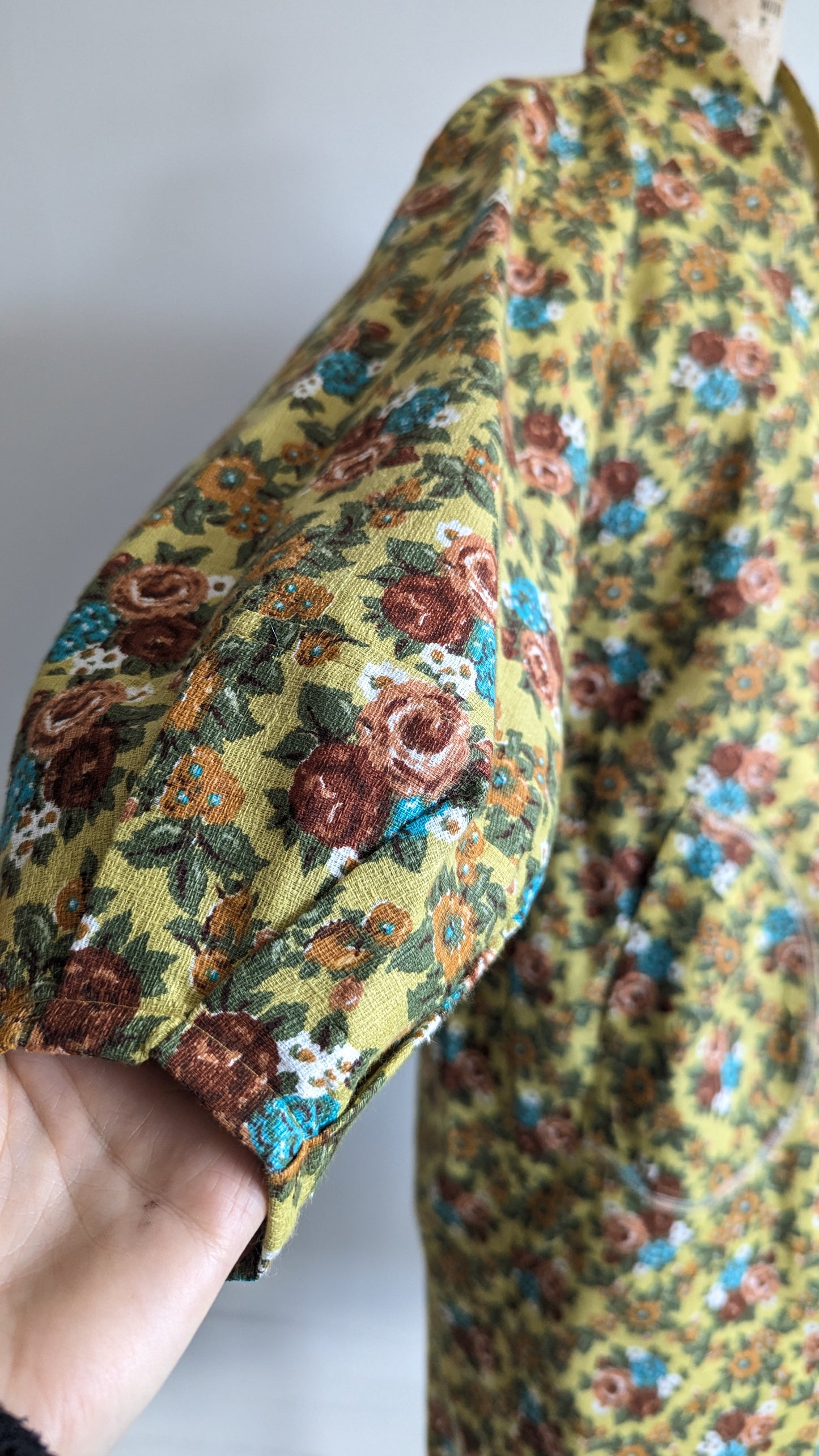 Vivianne Duster with Upcycled Floral Cotton Vintage Deadstock Size S/M & XL/2X #VIVC4