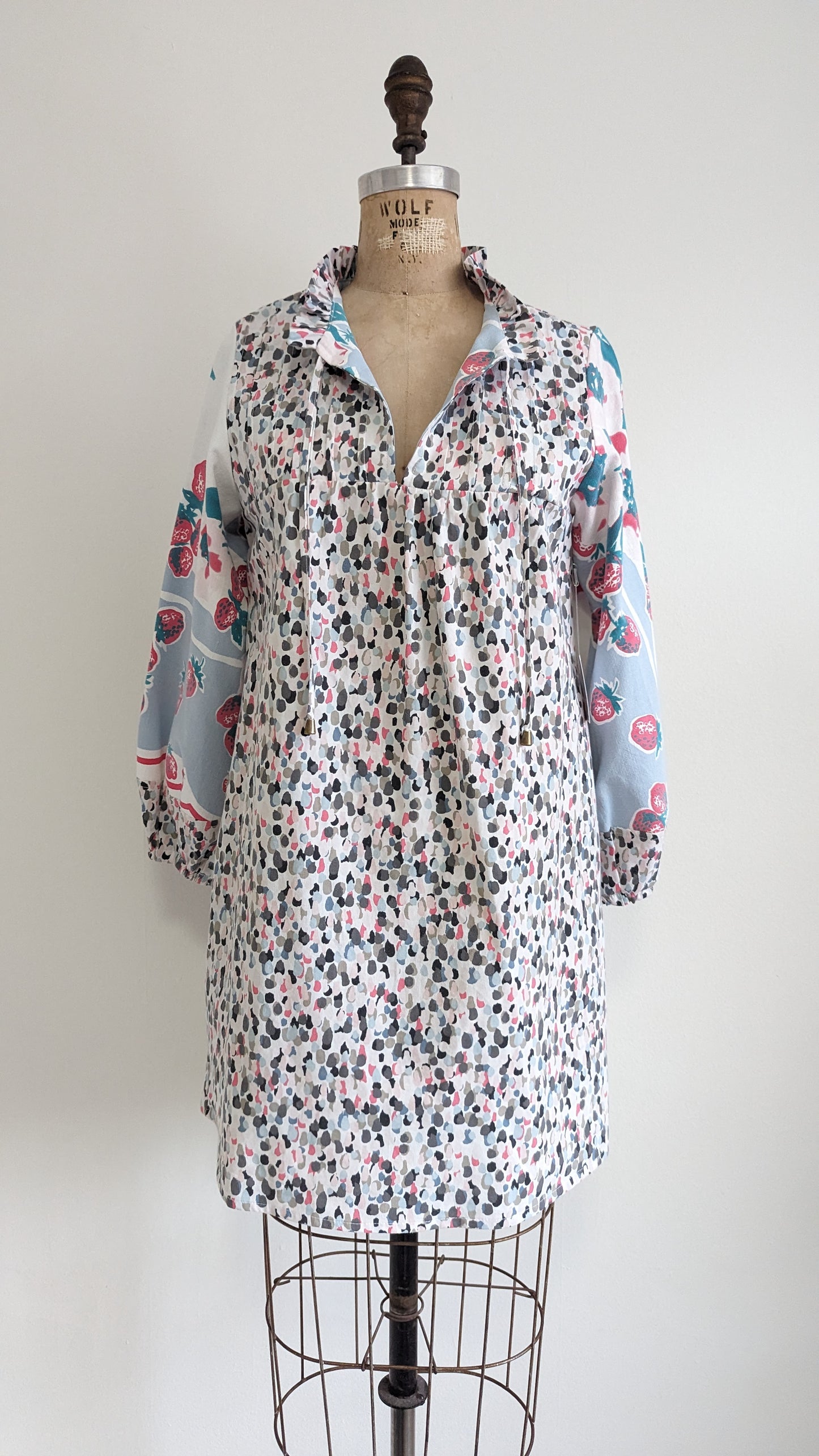 Meg Tunic with Vintage Tablecloth & Upcycled Fabric S/M #MEGTU7