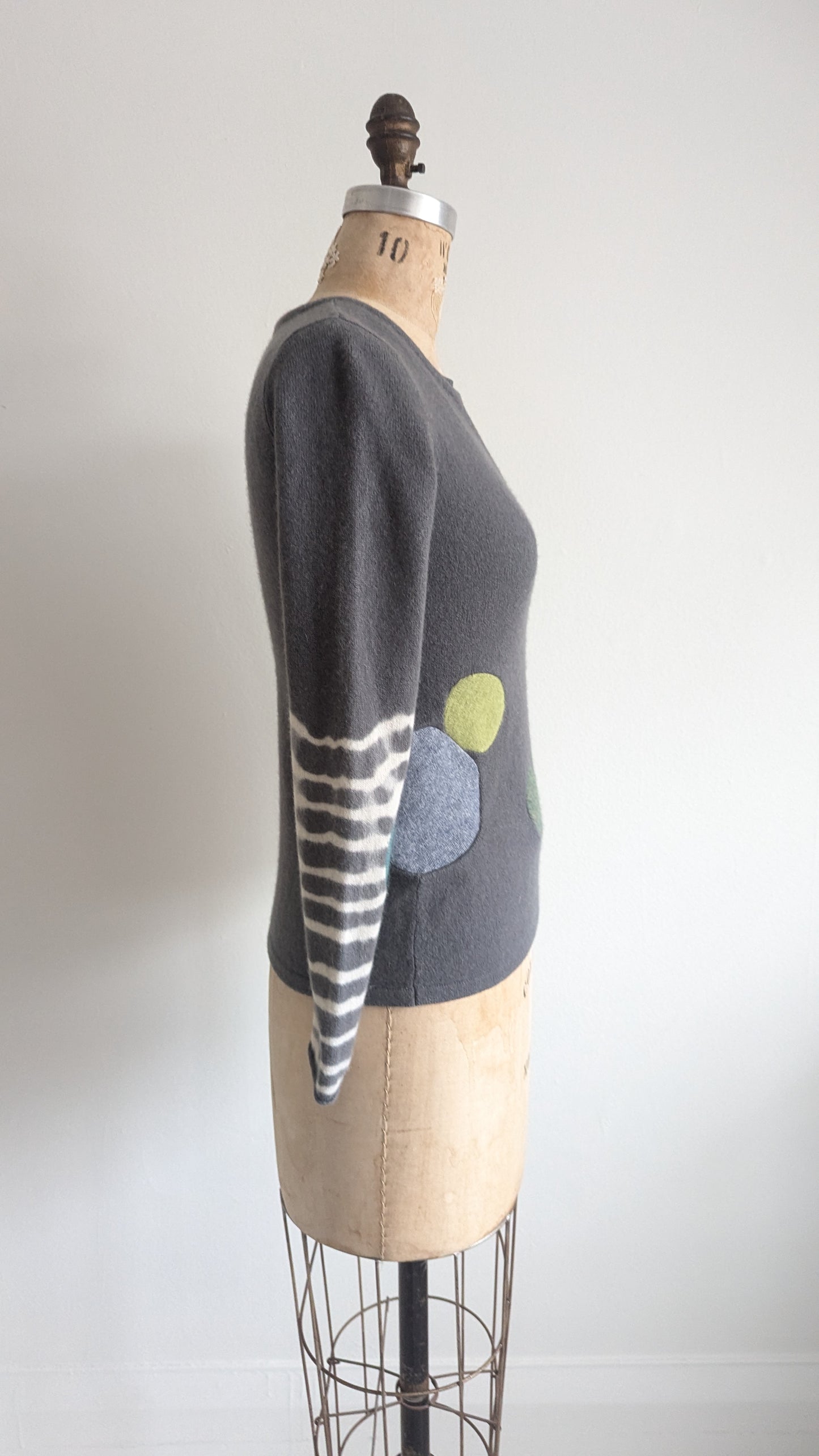 Abstract Art Patched Upcycled Saks Fifth Ave Cashmere Sweater XS #ART14