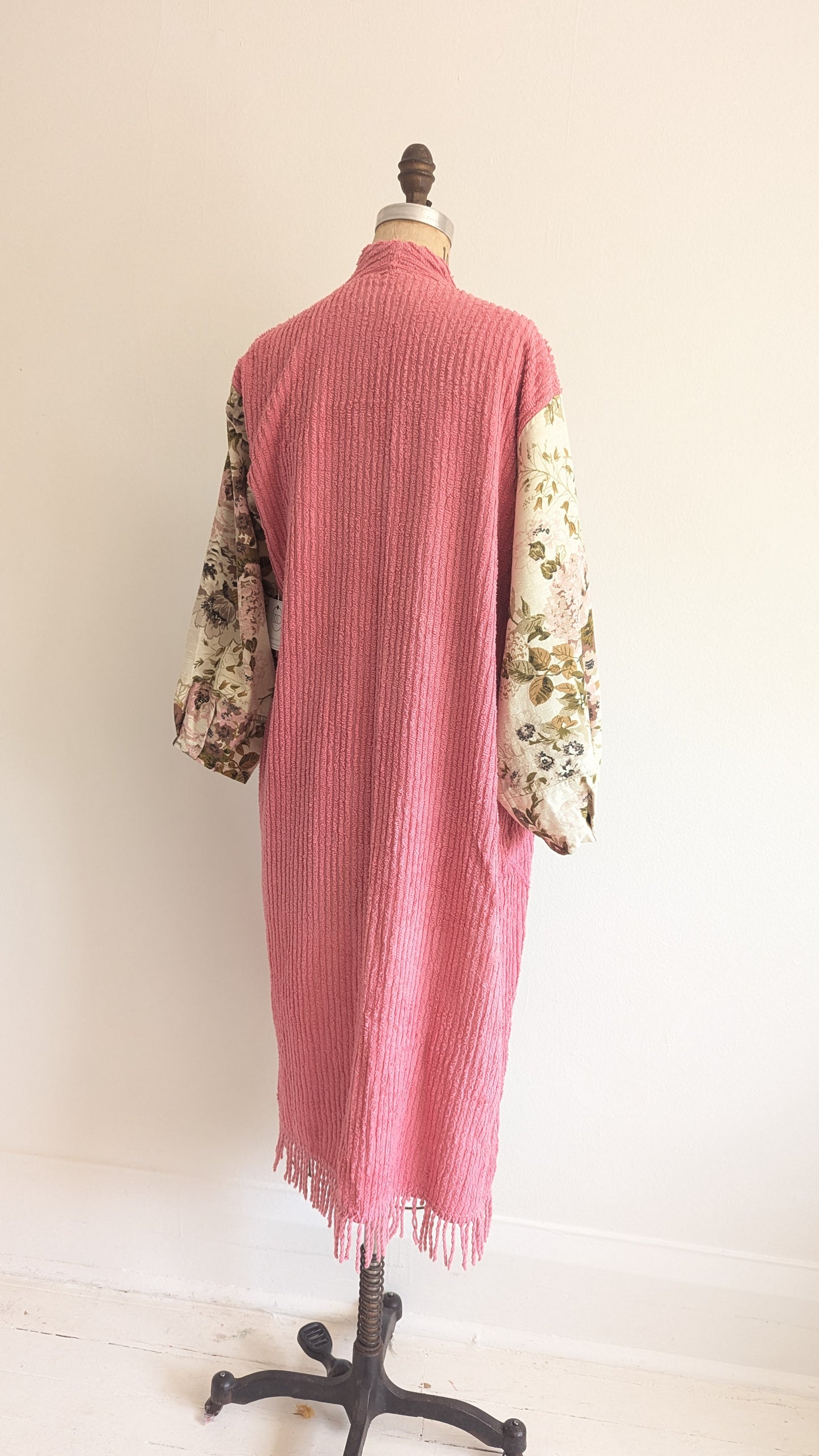 Vivianne Duster with Vintage Chenille & Barkcloth Size S/M #VIVCH7