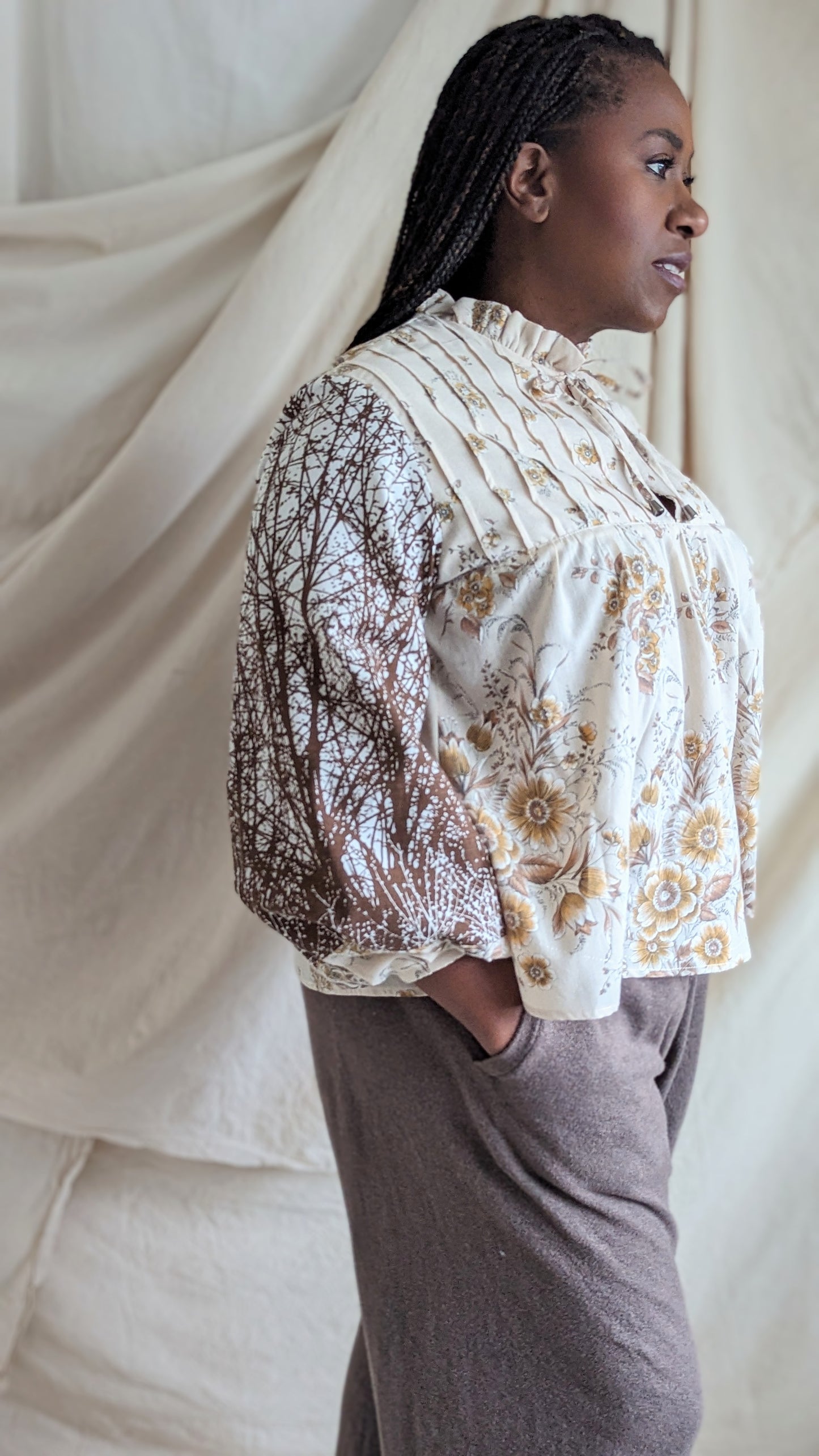 Meg Top with Upcycled Vintage Lightweight Fabrics L/XL #MEGTOP3
