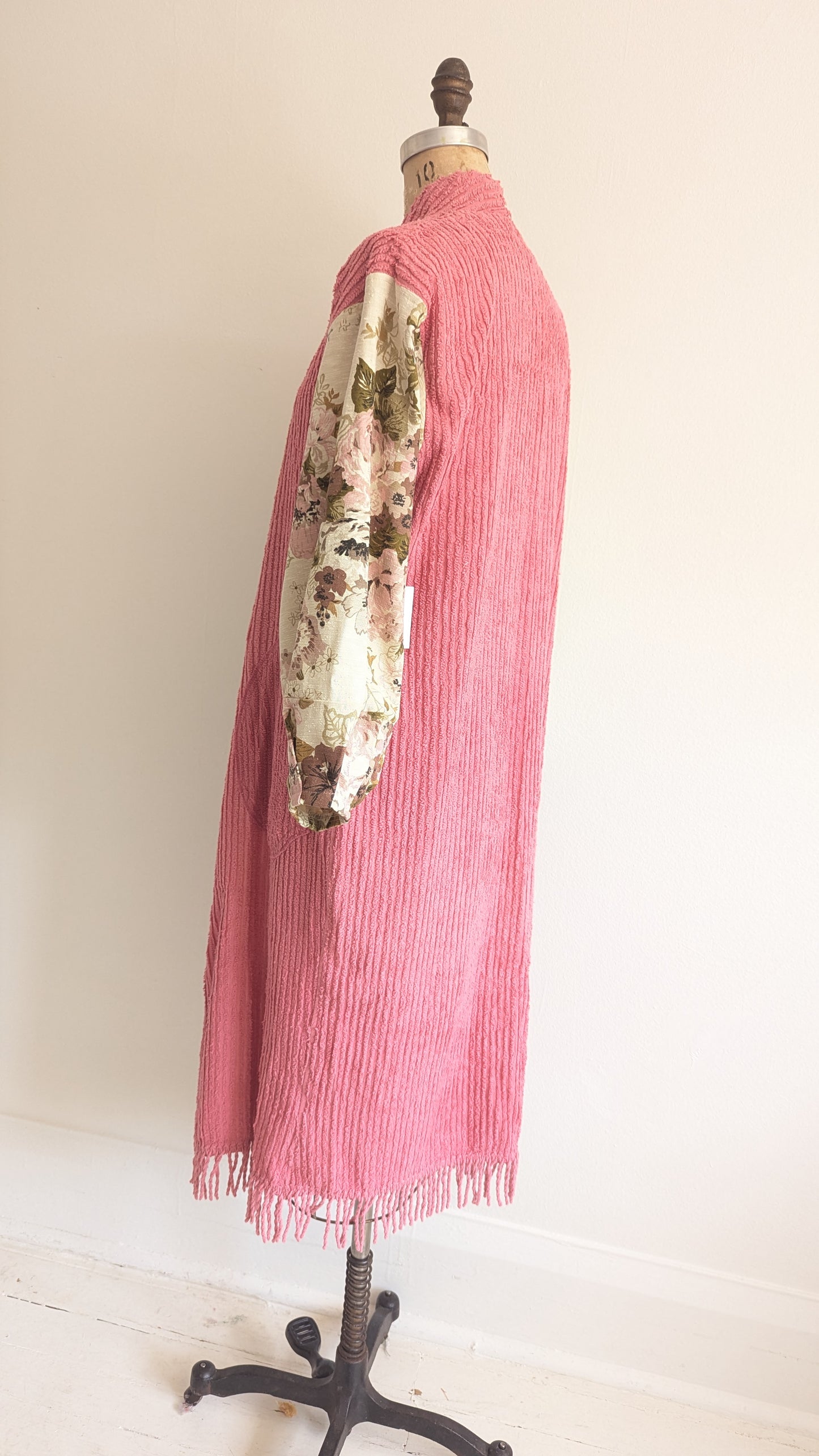 Vivianne Duster with Vintage Chenille & Barkcloth Size S/M #VIVCH7