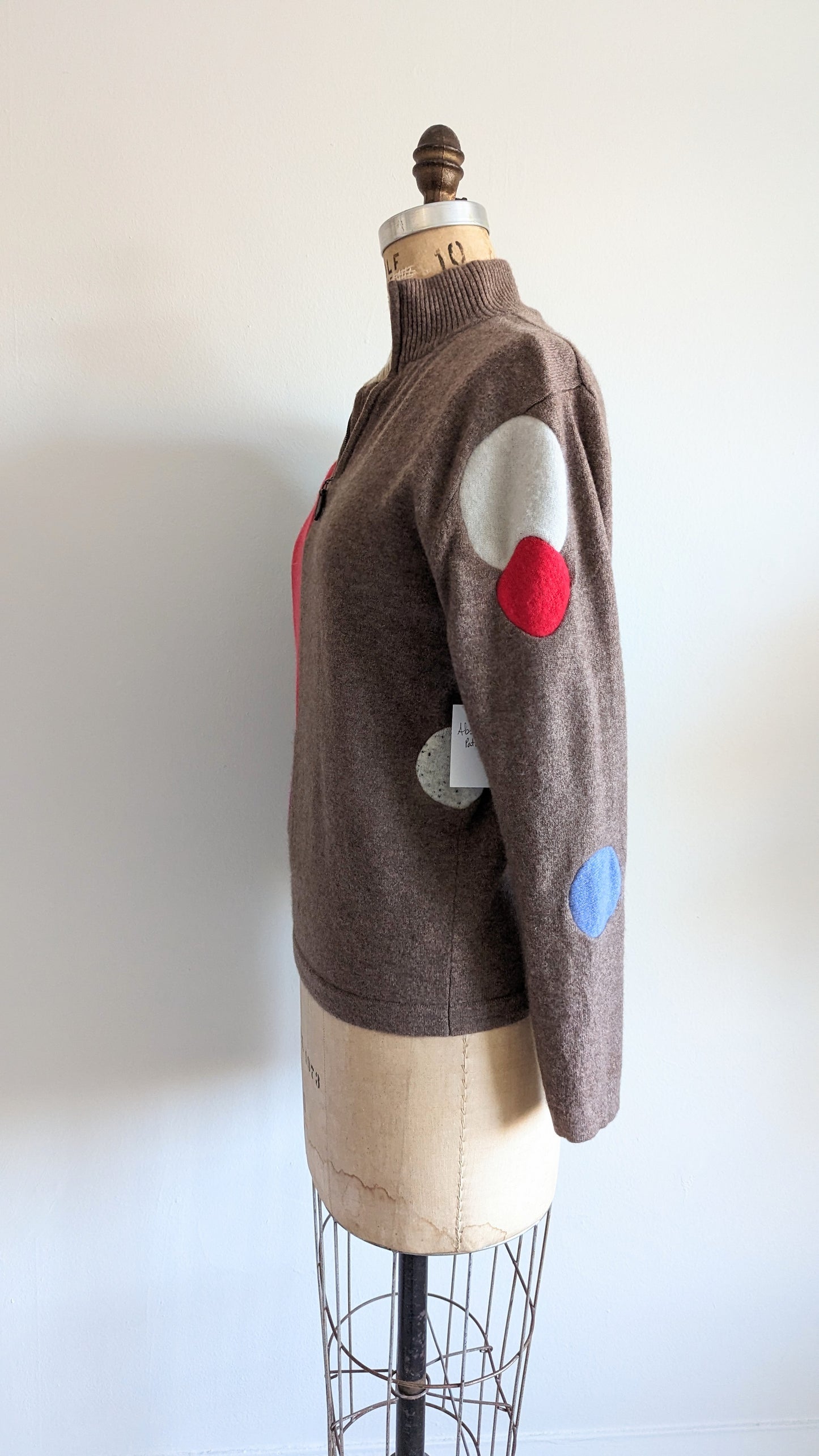 Abstract Art Patched Upcycled Cashmere Sweater L #ART7