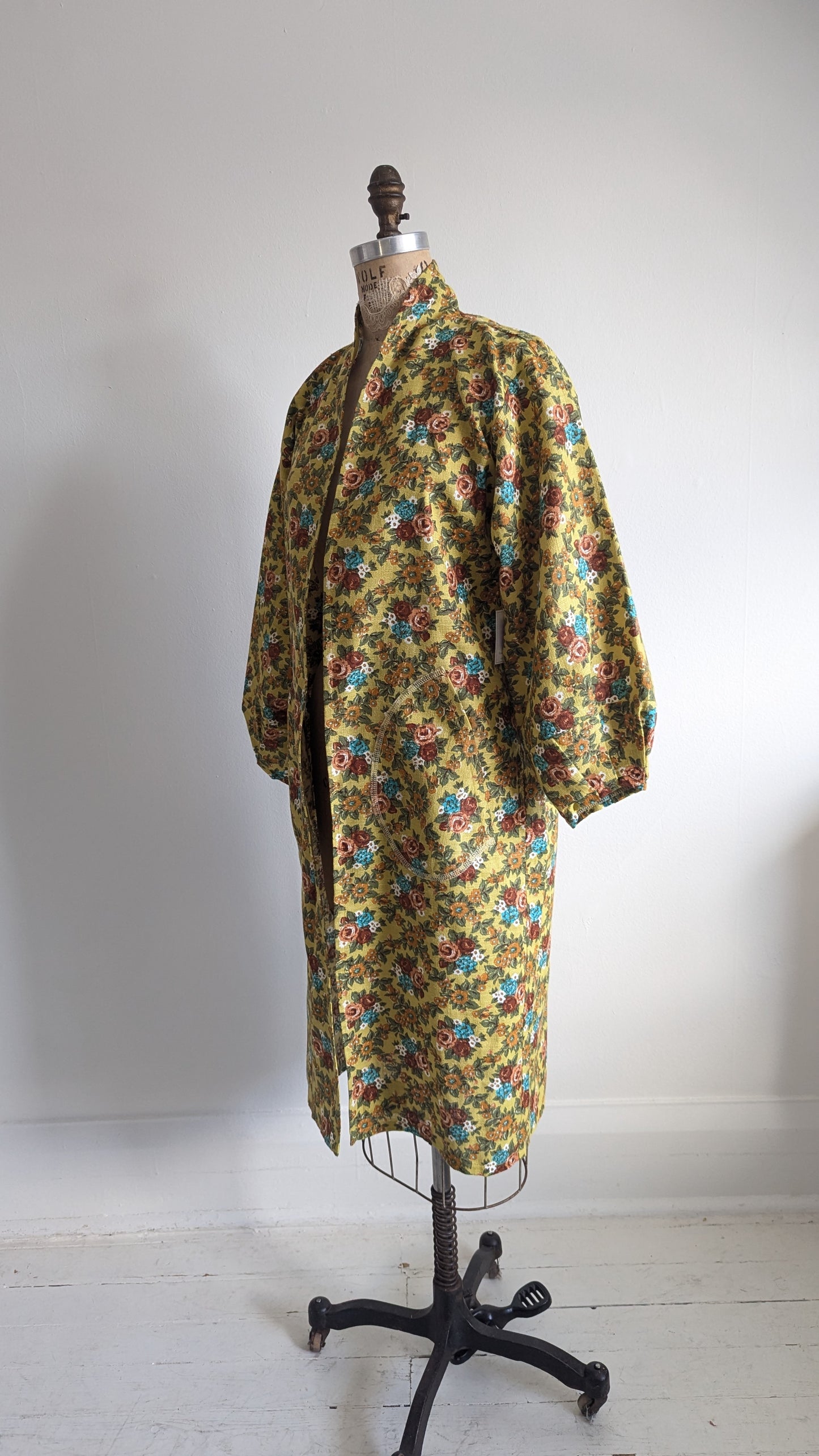 Vivianne Duster with Upcycled Floral Cotton Vintage Deadstock Size S/M & XL/2X #VIVC4