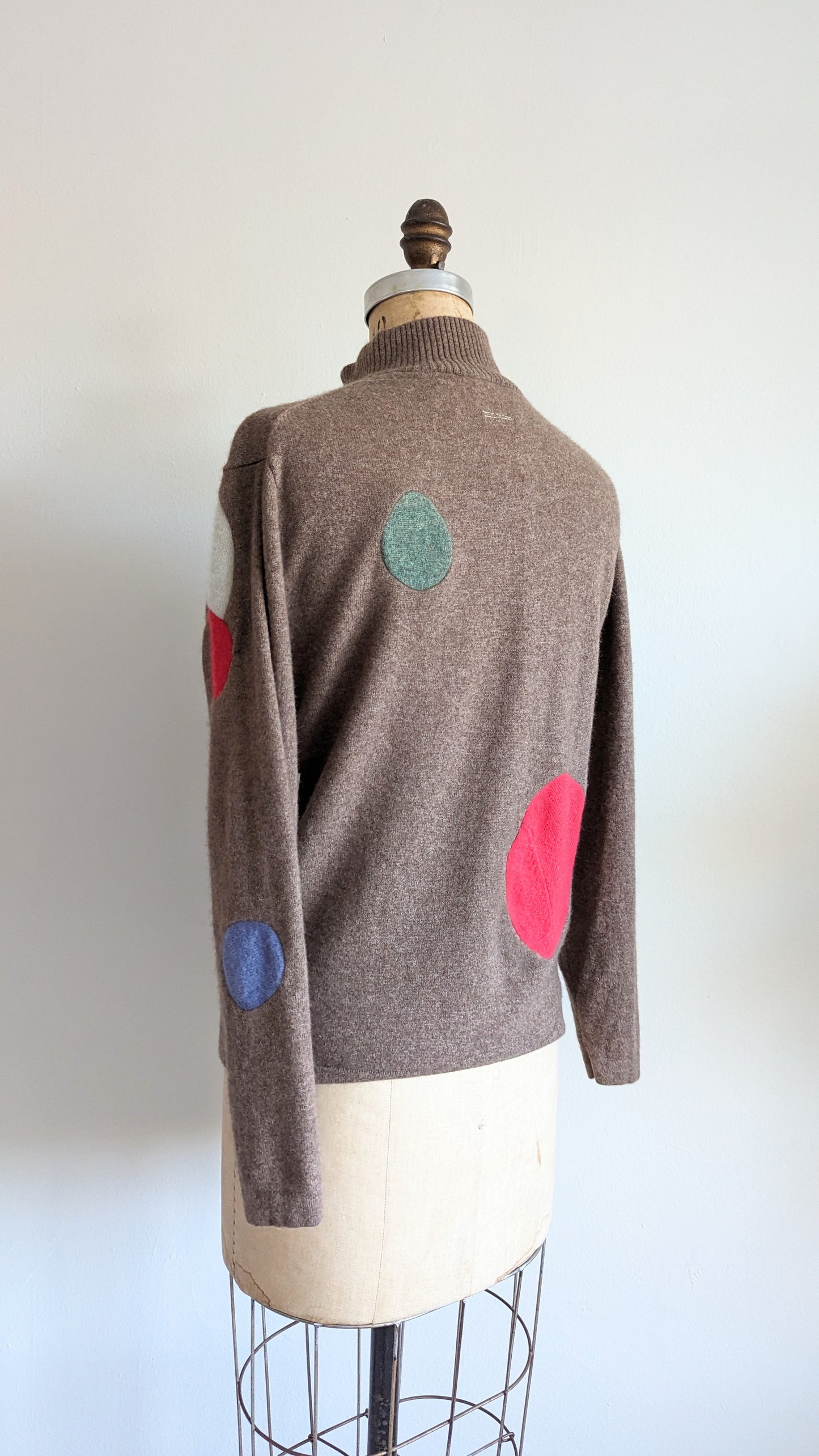 Abstract Art Patched Upcycled Cashmere Sweater L #ART7