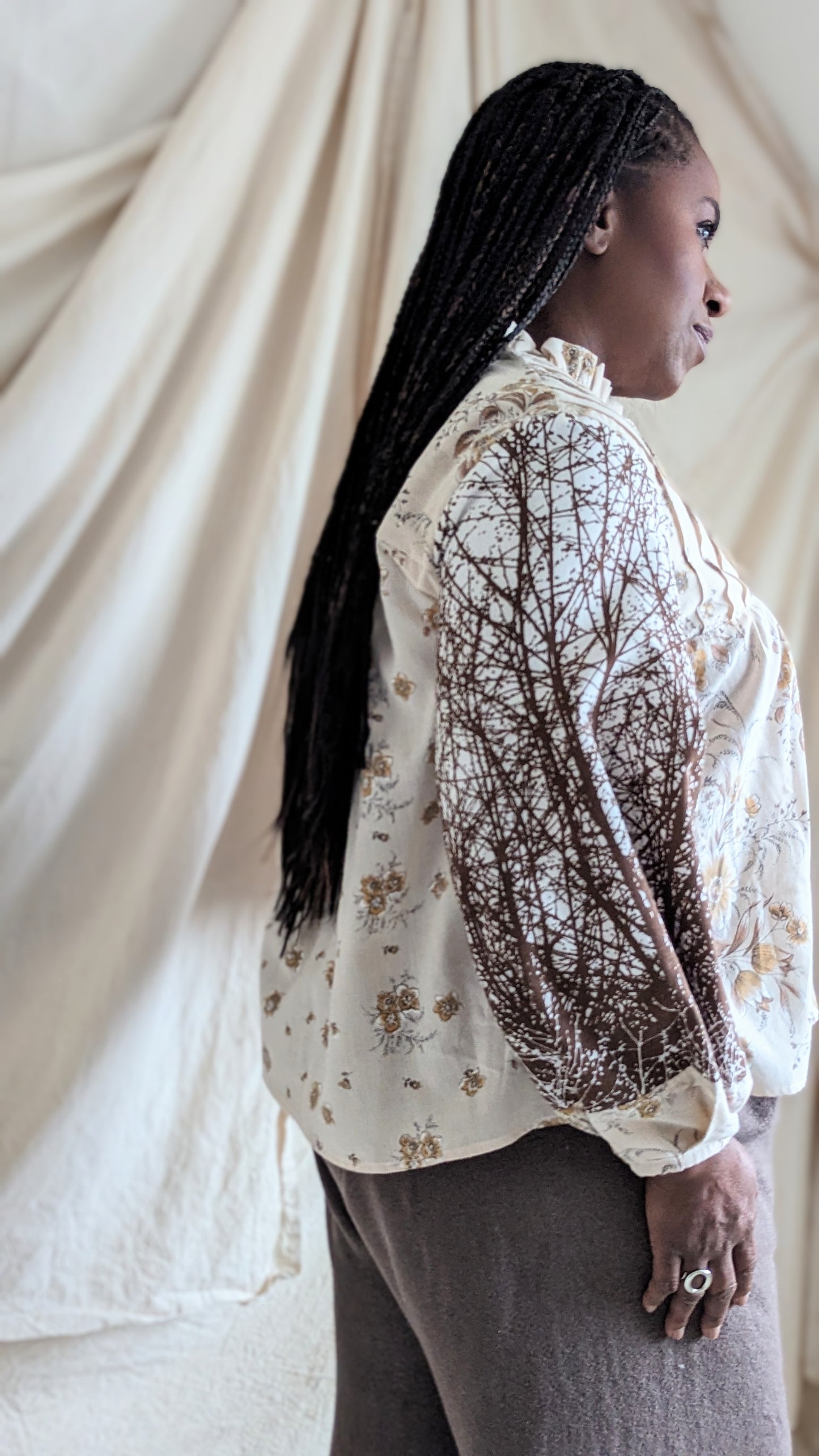 Meg Top with Upcycled Vintage Lightweight Fabrics L/XL #MEGTOP3