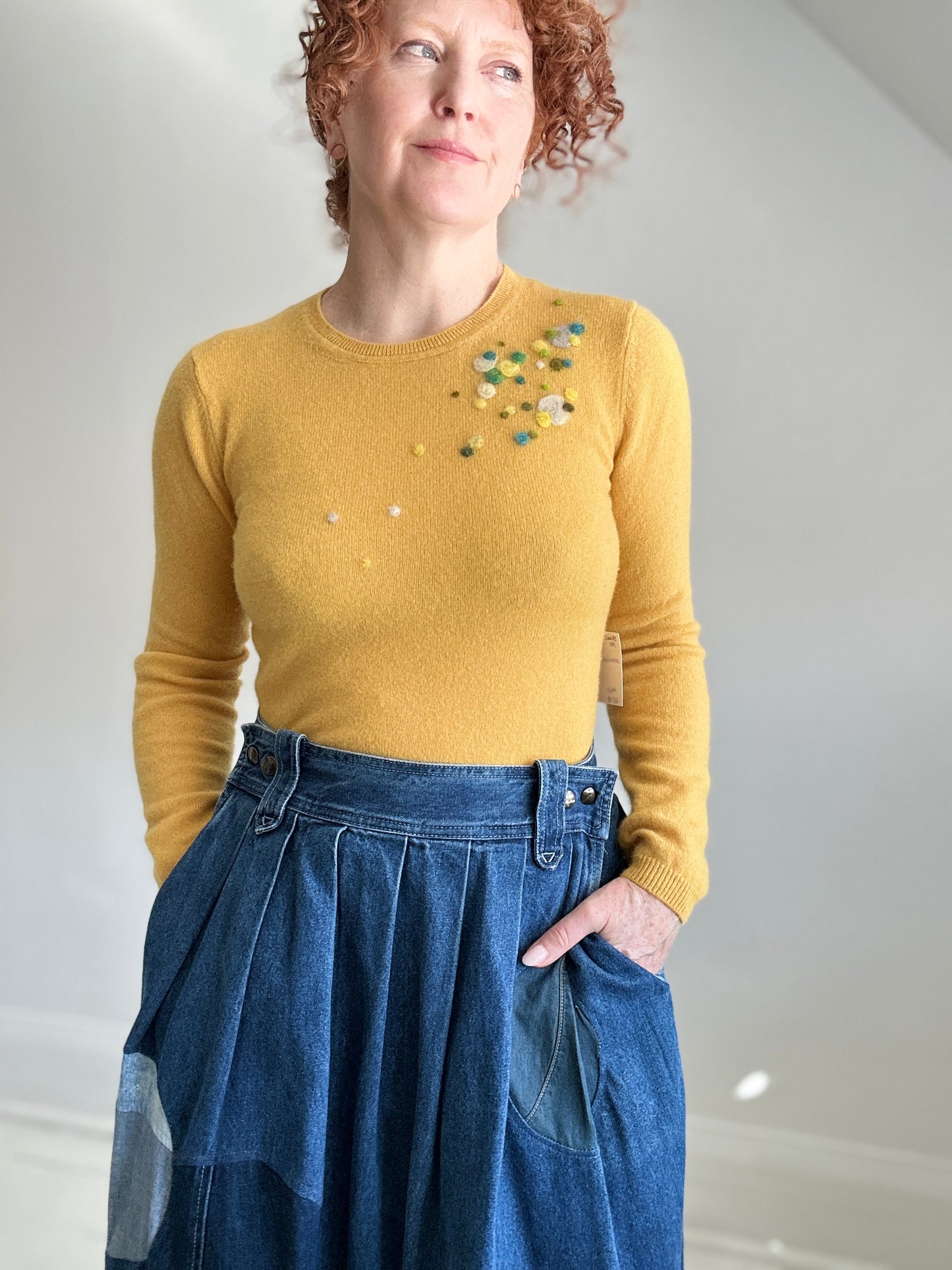 Needlefelted Confetti Cashmere Sweater S/M #CONCASSM2