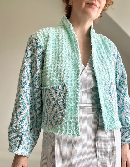 Vivianne Cropped Jacket with Upcycled Vintage Chenille Size S/M #CVCCHSM14