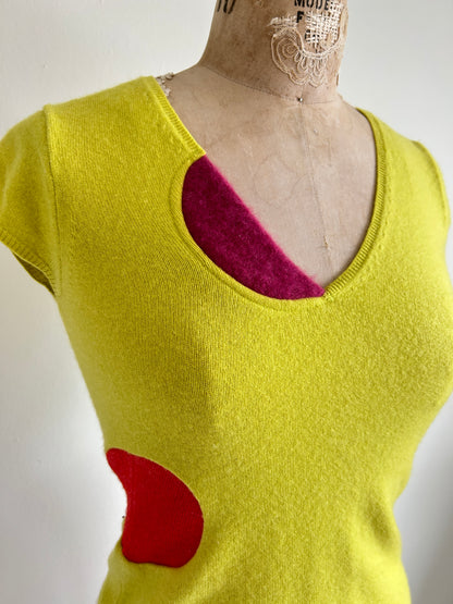 Abstract Art Patched Upcycled Cashmere  Size XS #ART1