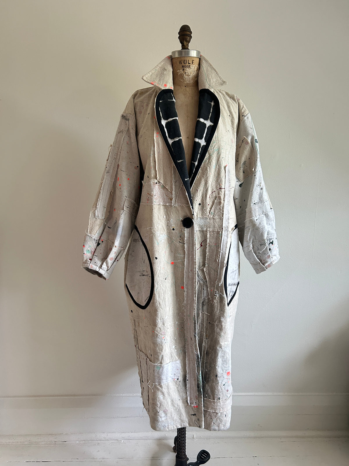 Trench with Upcycled Painters Drop Cloths Size XL/2X #TRENCHPX2X1
