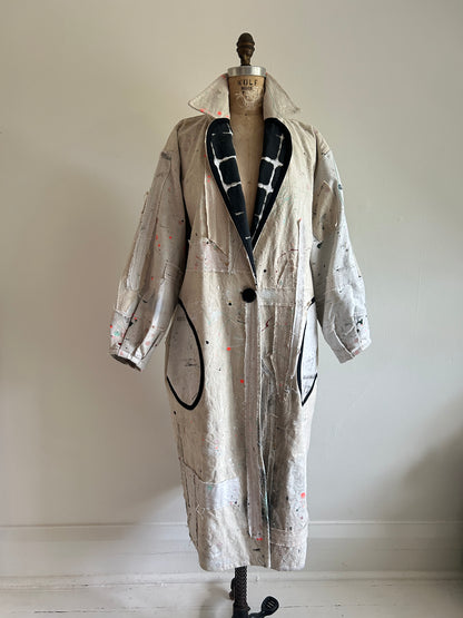 Trench with Upcycled Painters Drop Cloths Size XL/2X #TRENCHPX2X1